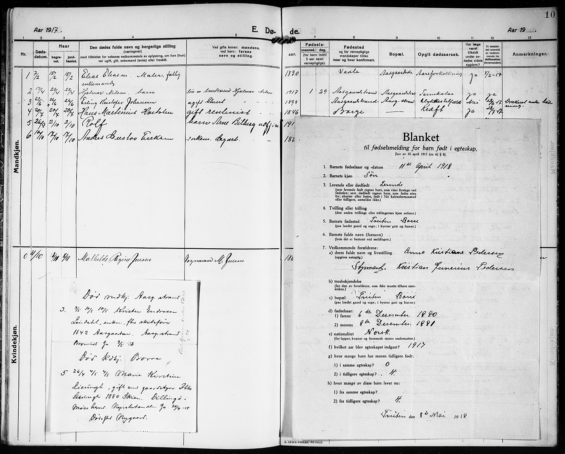 Borre kirkebøker, AV/SAKO-A-338/G/Gc/L0002: Klokkerbok nr. III 2, 1911-1920, s. 10