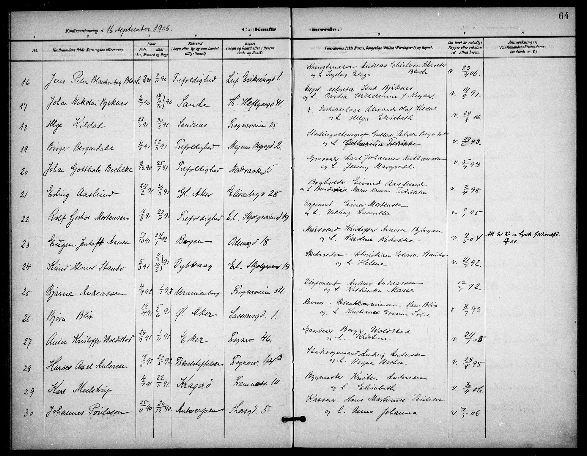 Frogner prestekontor Kirkebøker, AV/SAO-A-10886/F/Fa/L0001: Ministerialbok nr. 1, 1898-1916, s. 64