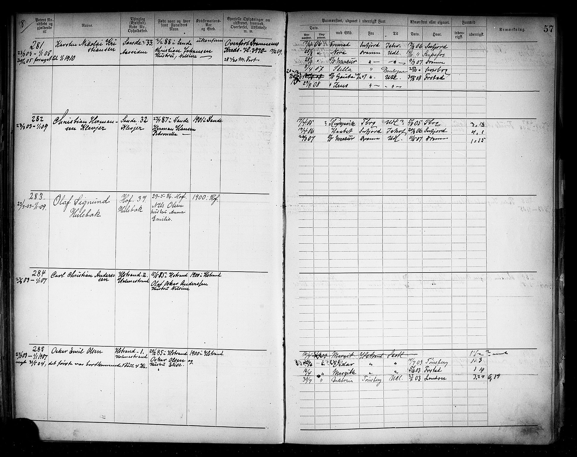 Holmestrand innrulleringskontor, AV/SAKO-A-1151/F/Fb/L0004: Annotasjonsrulle, 1894-1911, s. 60