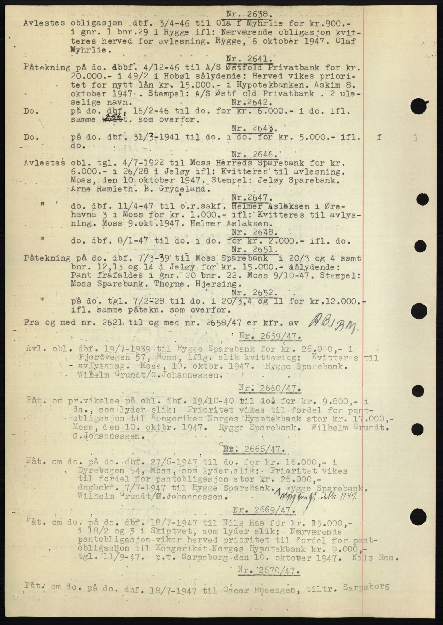 Moss sorenskriveri, SAO/A-10168: Pantebok nr. C10, 1938-1950, Dagboknr: 2638/1947
