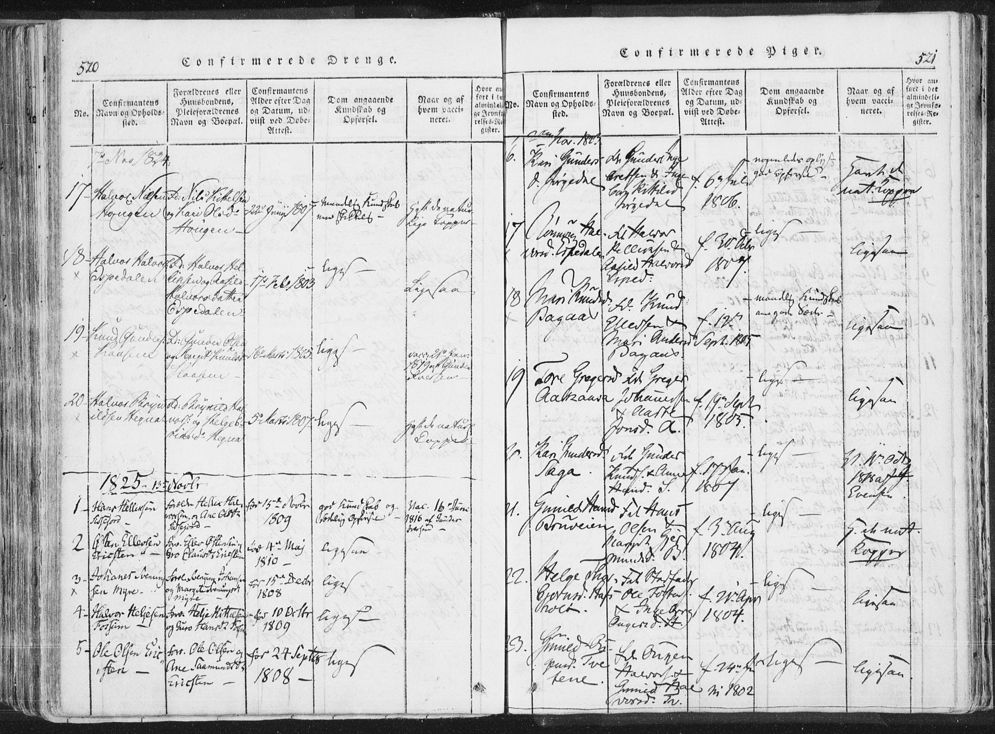 Bø kirkebøker, AV/SAKO-A-257/F/Fa/L0006: Ministerialbok nr. 6, 1815-1831, s. 520-521