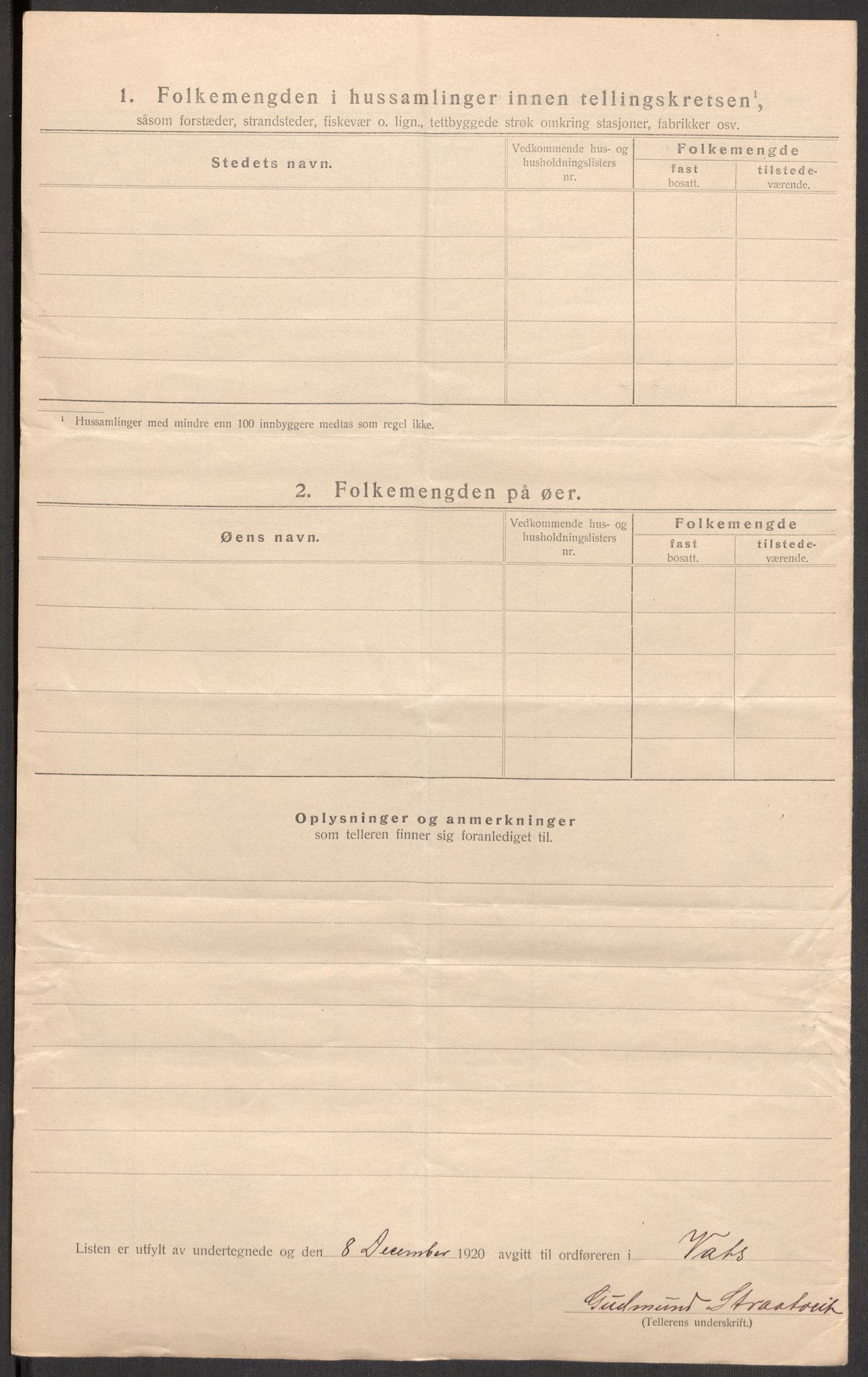 SAST, Folketelling 1920 for 1155 Vats herred, 1920, s. 17