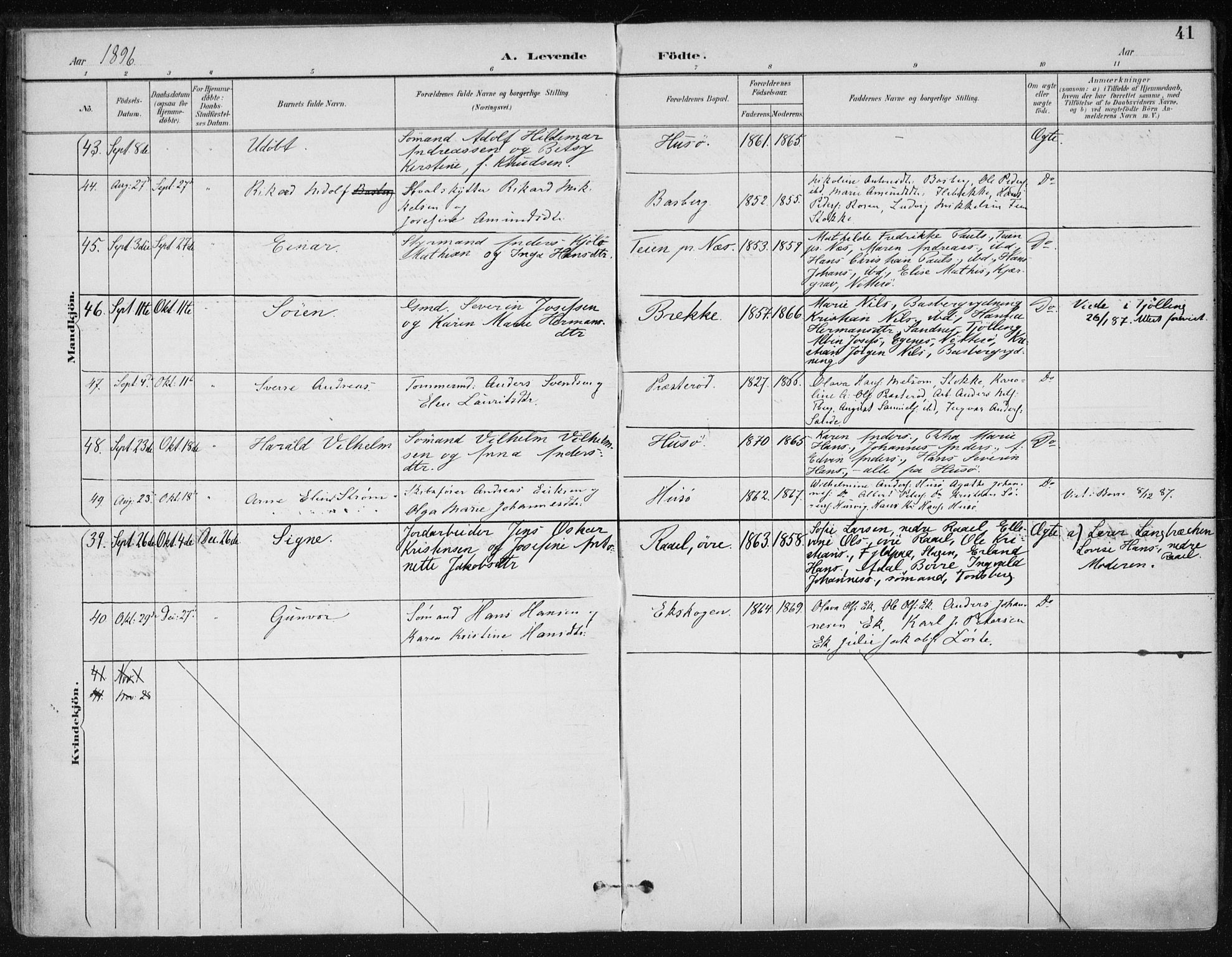 Sem kirkebøker, AV/SAKO-A-5/F/Fb/L0005: Ministerialbok nr. II 5, 1892-1904, s. 41
