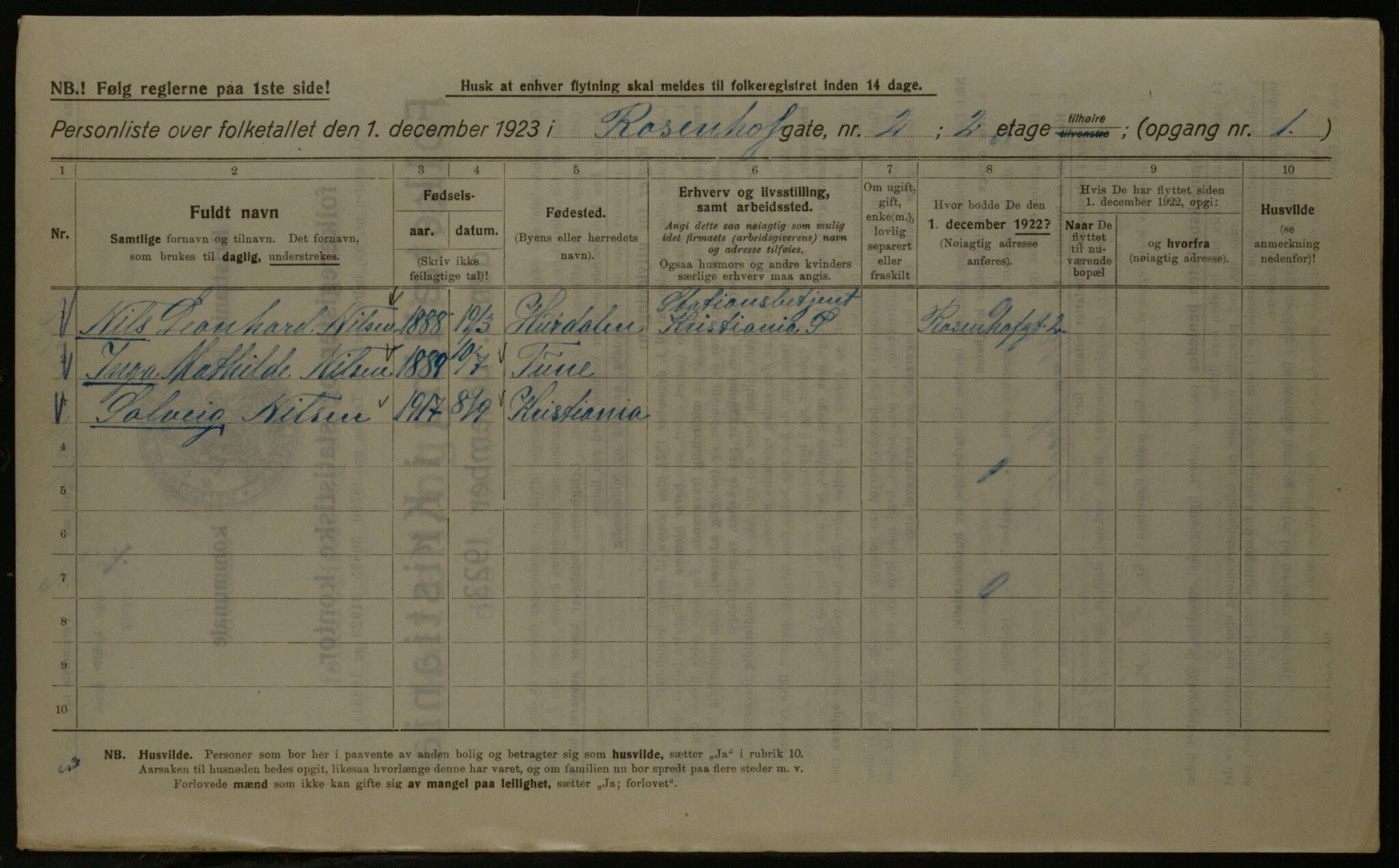 OBA, Kommunal folketelling 1.12.1923 for Kristiania, 1923, s. 92386