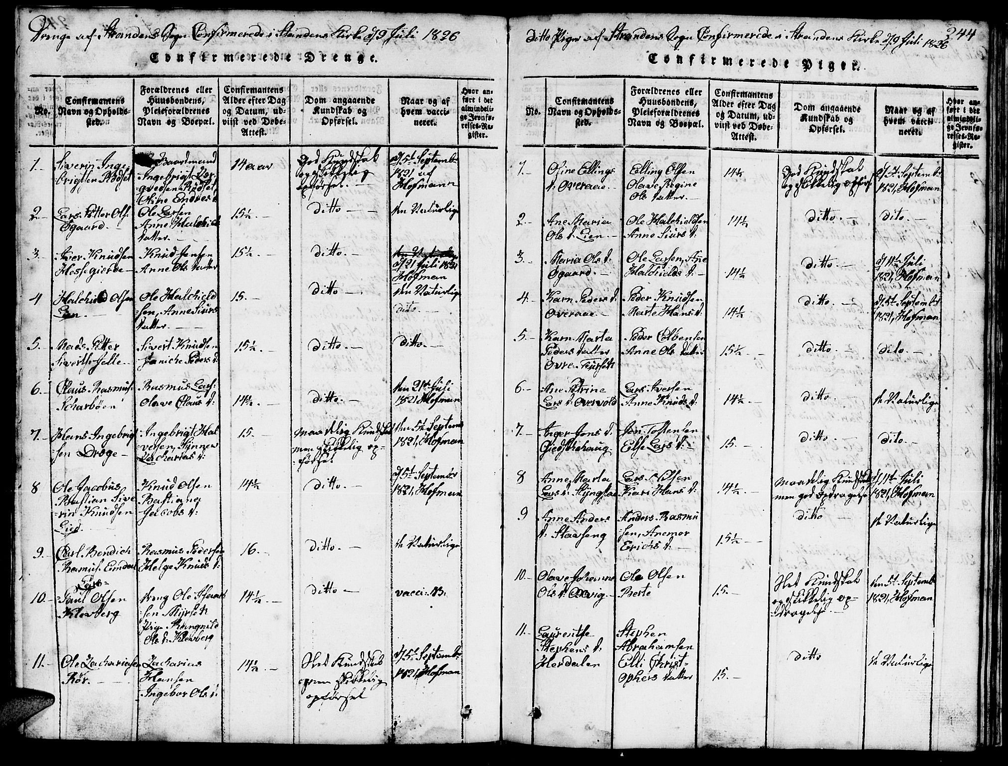 Ministerialprotokoller, klokkerbøker og fødselsregistre - Møre og Romsdal, SAT/A-1454/520/L0289: Klokkerbok nr. 520C01, 1817-1837, s. 244