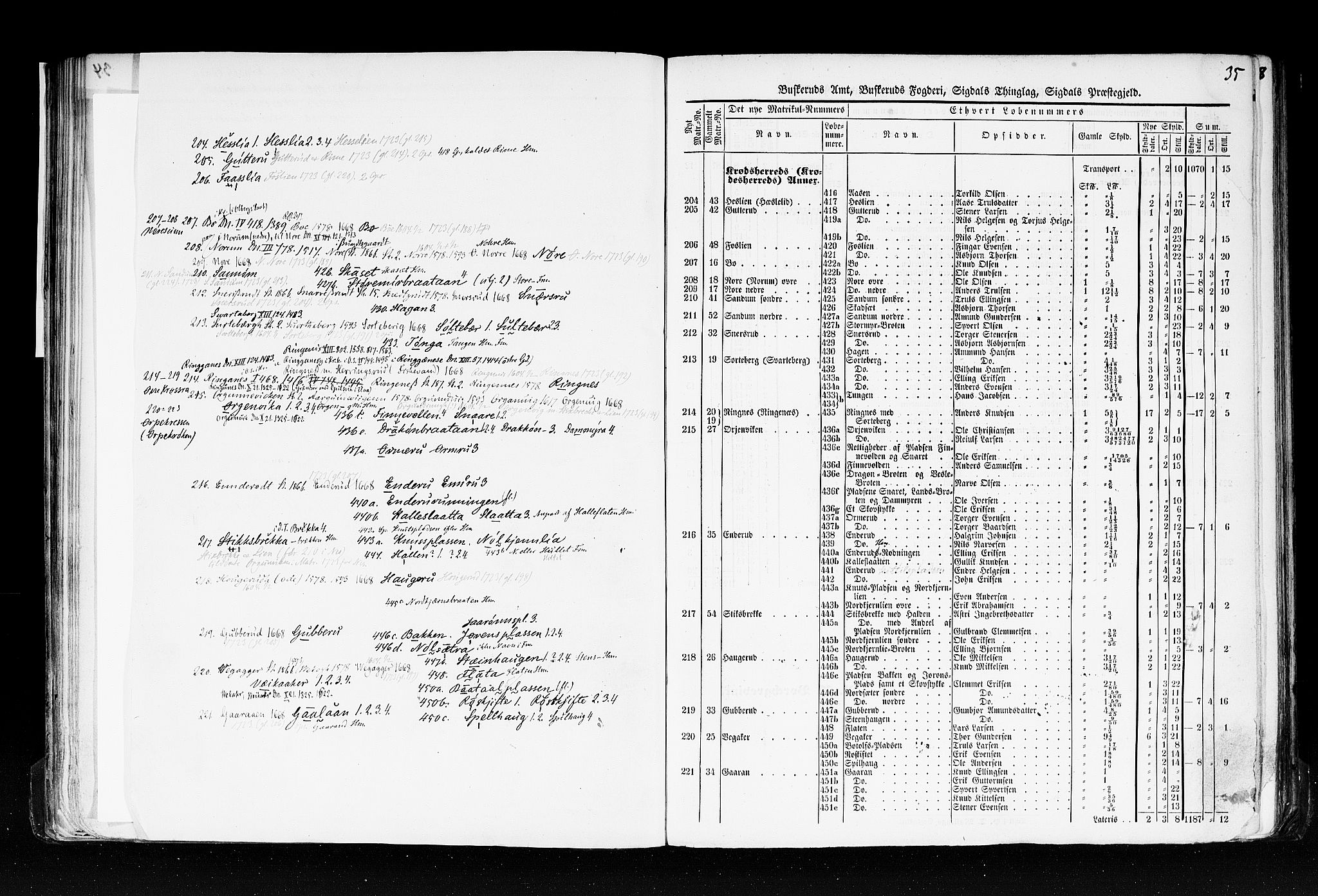 Rygh, RA/PA-0034/F/Fb/L0005: Matrikkelen for 1838 - Buskerud amt (Buskerud fylke), 1838, s. 35b