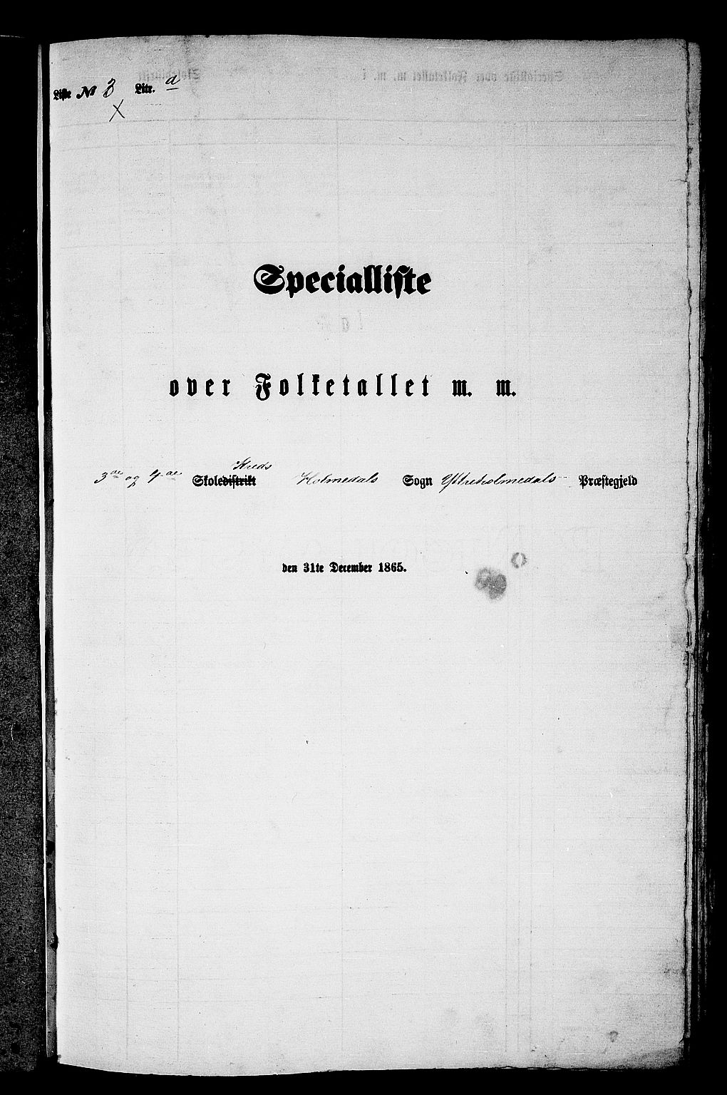 RA, Folketelling 1865 for 1429P Ytre Holmedal prestegjeld, 1865, s. 43