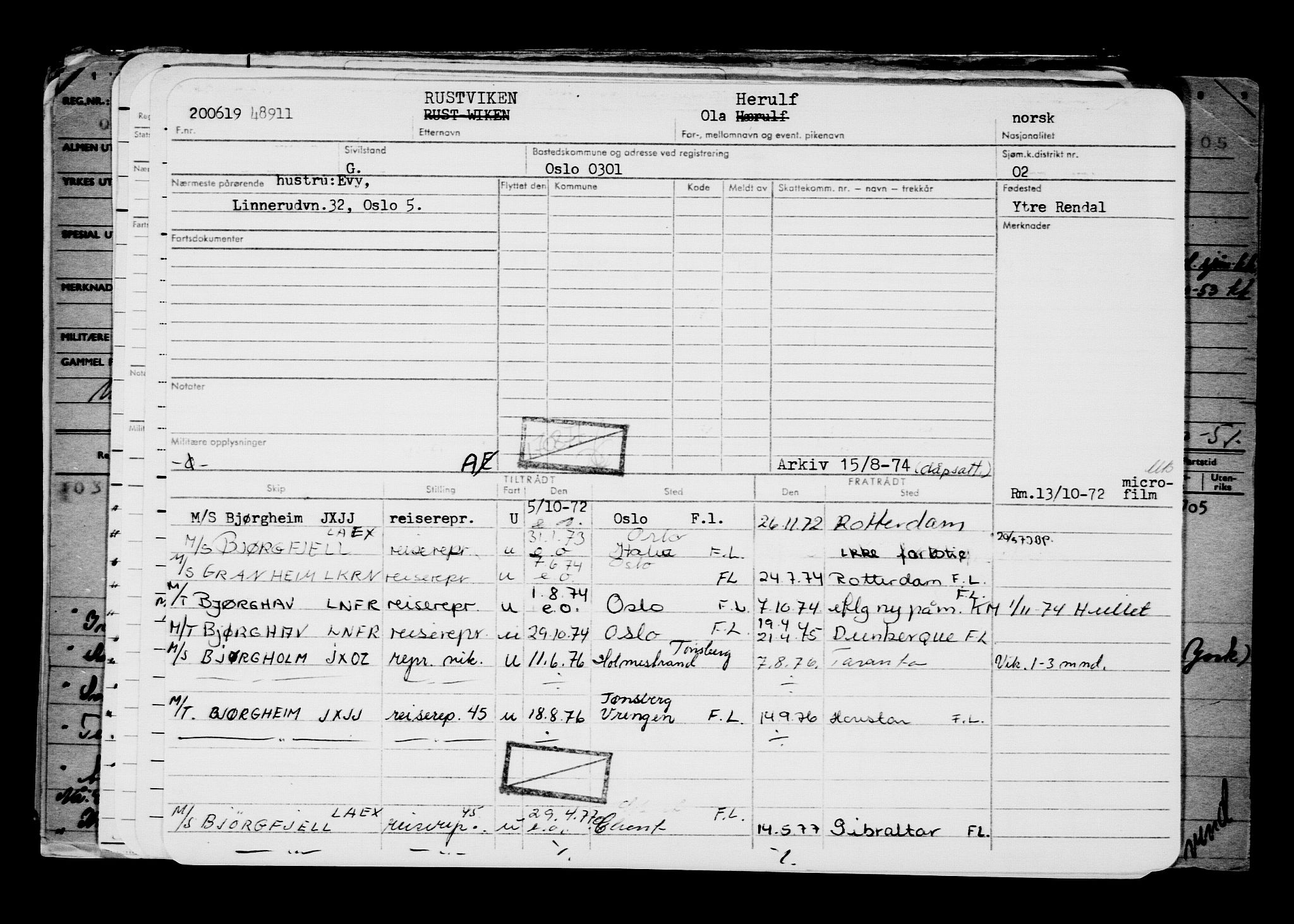 Direktoratet for sjømenn, AV/RA-S-3545/G/Gb/L0169: Hovedkort, 1919, s. 667