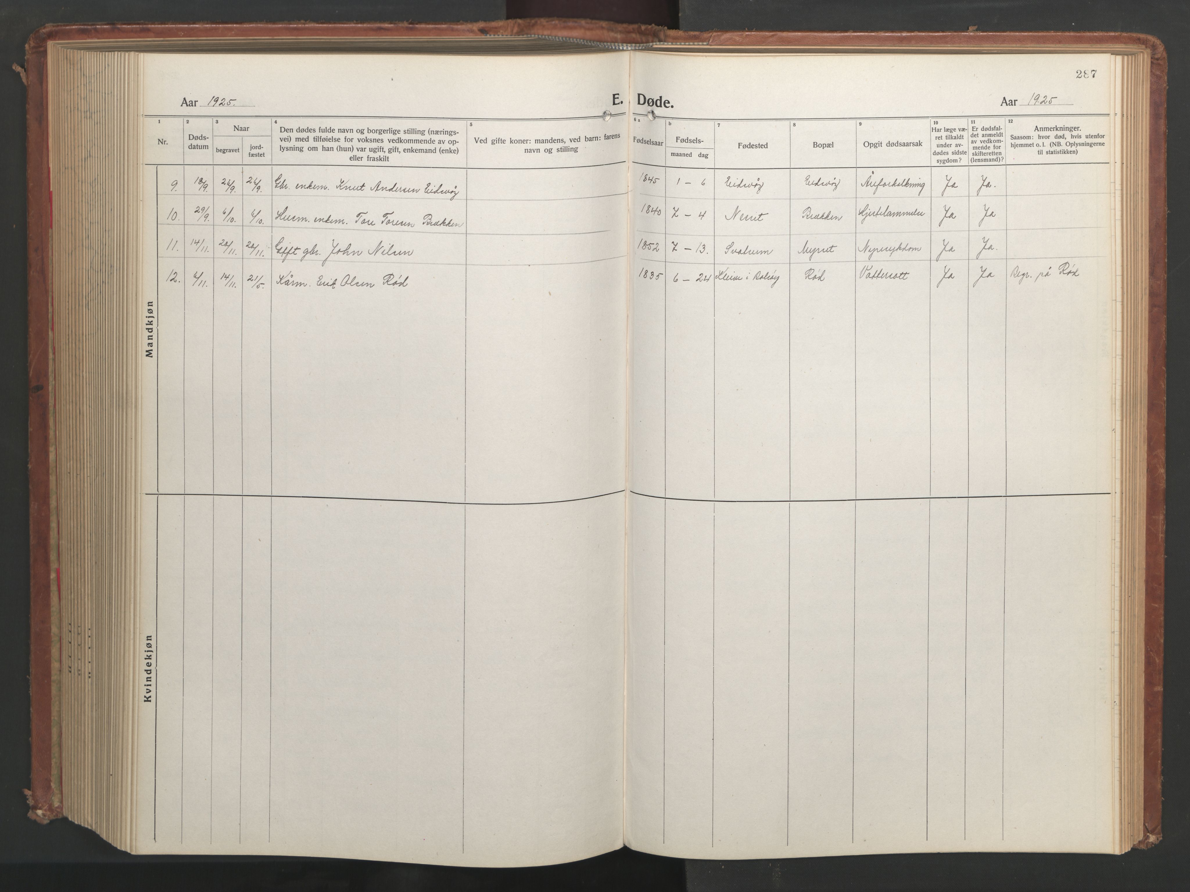 Ministerialprotokoller, klokkerbøker og fødselsregistre - Møre og Romsdal, AV/SAT-A-1454/551/L0633: Klokkerbok nr. 551C05, 1921-1961, s. 287