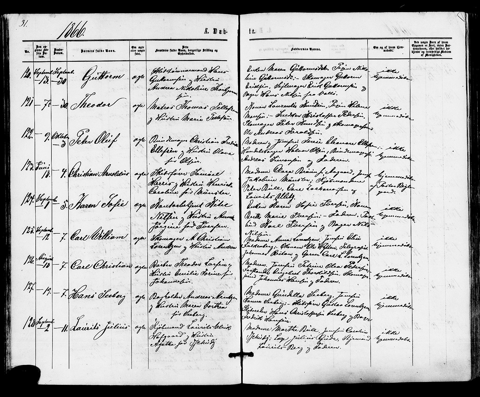 Tønsberg kirkebøker, AV/SAKO-A-330/F/Fa/L0009: Ministerialbok nr. I 9, 1865-1873, s. 31