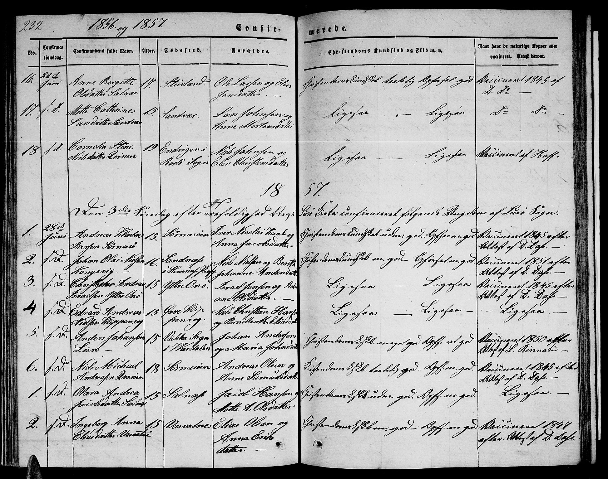 Ministerialprotokoller, klokkerbøker og fødselsregistre - Nordland, SAT/A-1459/839/L0572: Klokkerbok nr. 839C02, 1841-1873, s. 232