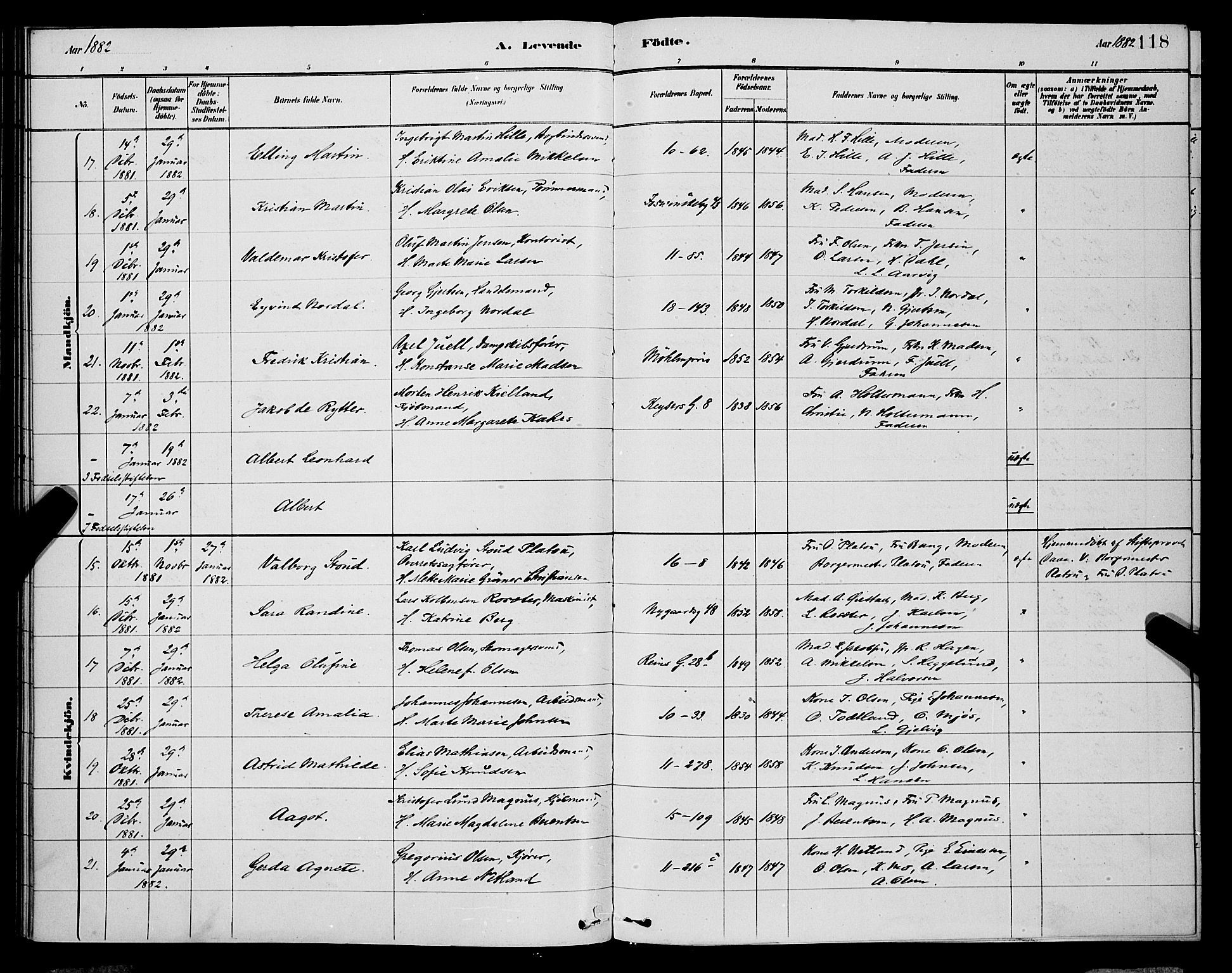 Domkirken sokneprestembete, AV/SAB-A-74801/H/Hab/L0015: Klokkerbok nr. B 8, 1879-1887, s. 118