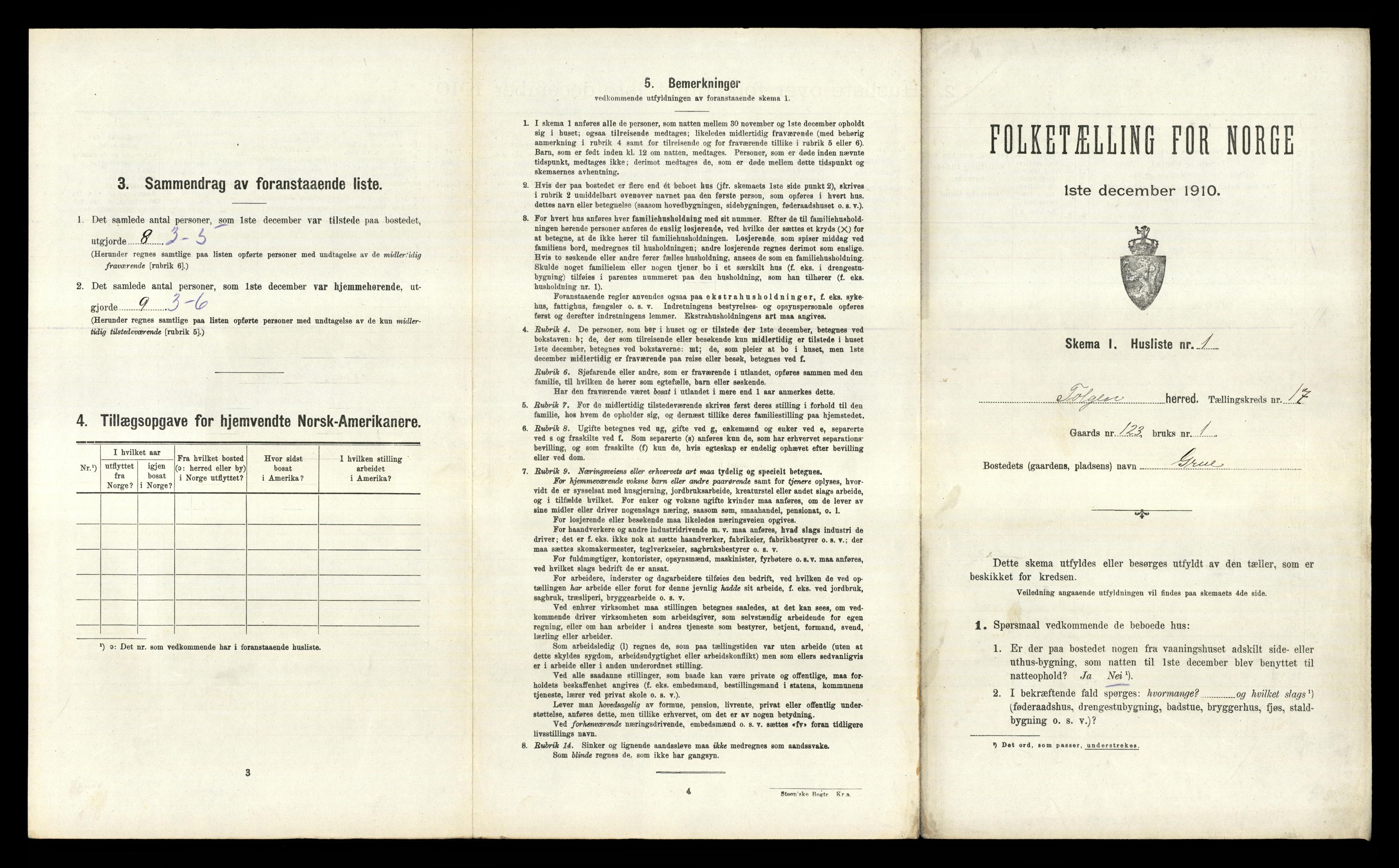 RA, Folketelling 1910 for 0436 Tolga herred, 1910, s. 1254