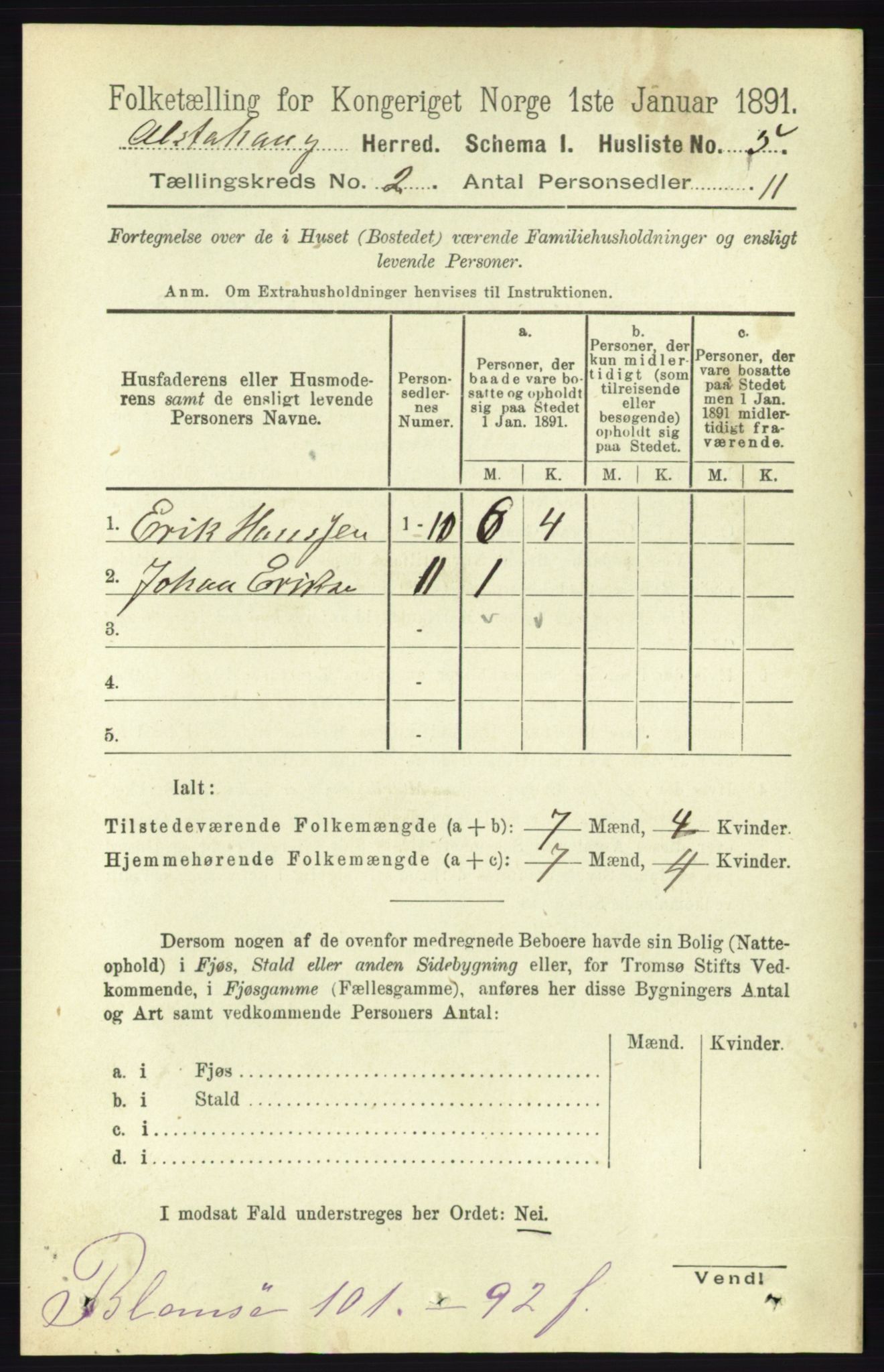 RA, Folketelling 1891 for 1820 Alstahaug herred, 1891, s. 429