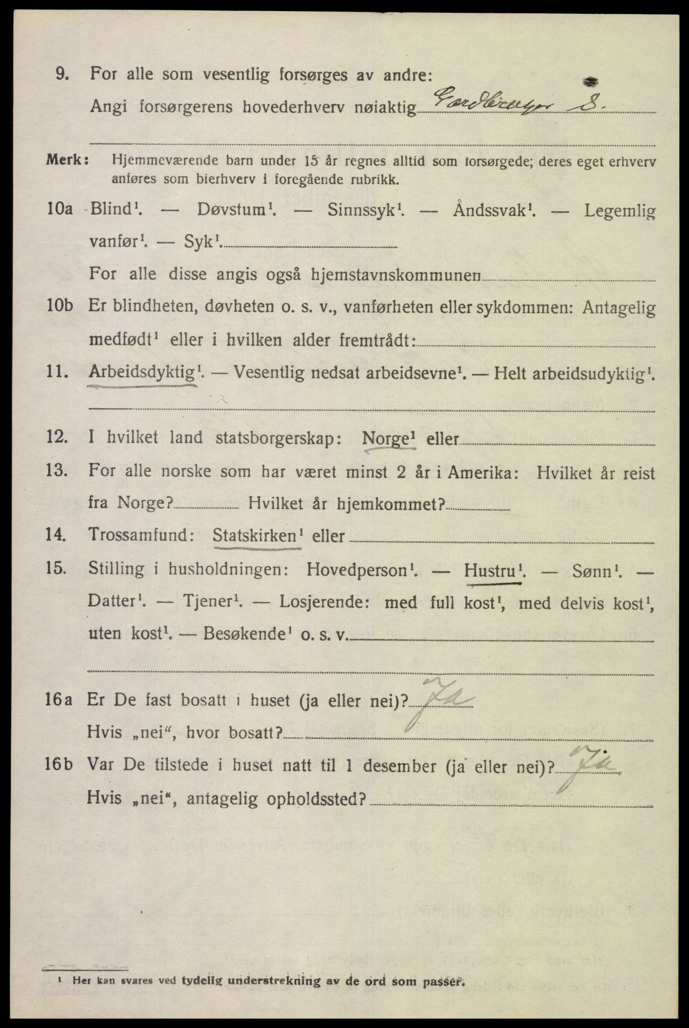 SAK, Folketelling 1920 for 1029 Sør-Audnedal herred, 1920, s. 6684