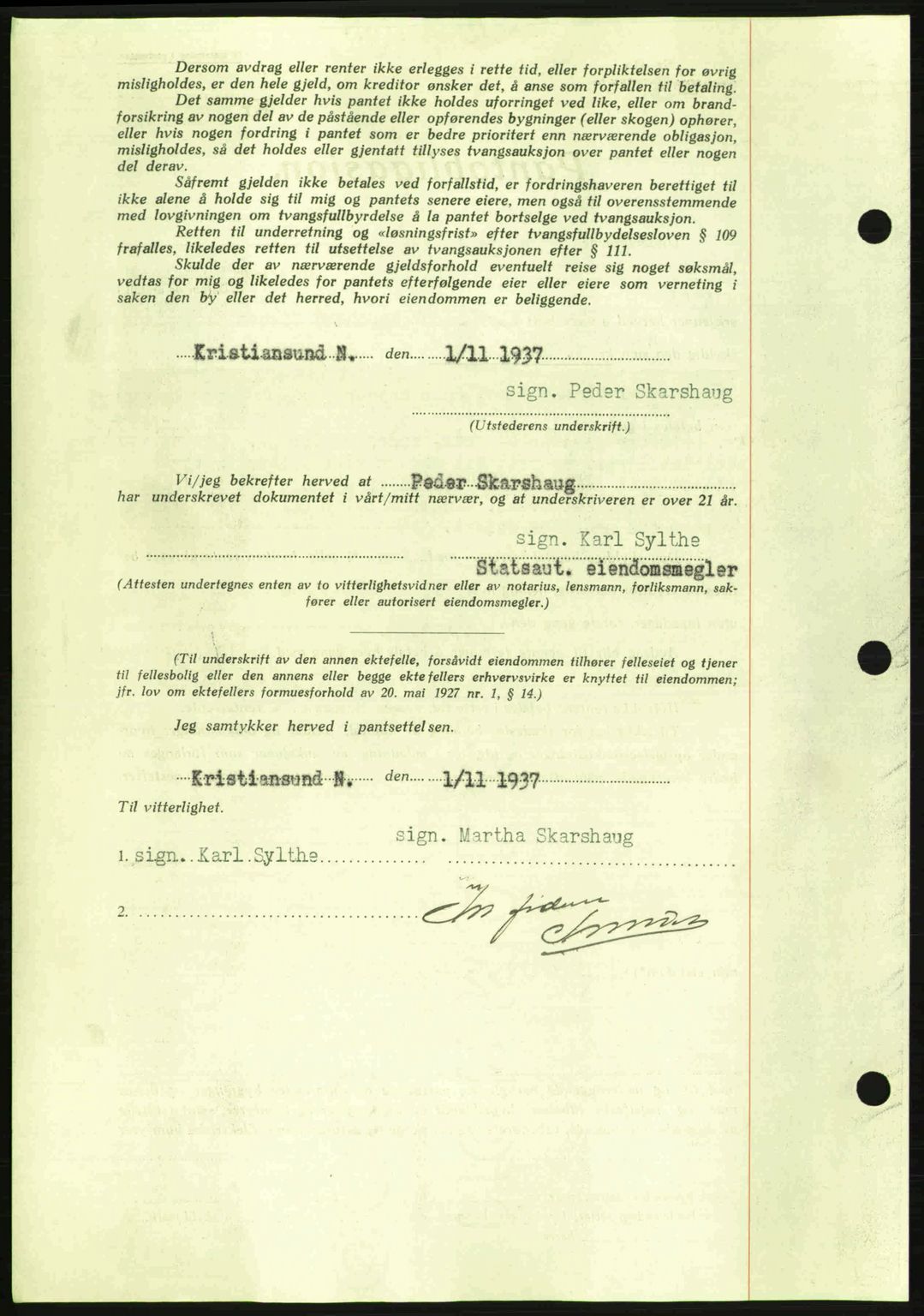 Kristiansund byfogd, AV/SAT-A-4587/A/27: Pantebok nr. 29, 1936-1937, Dagboknr: 612/1937