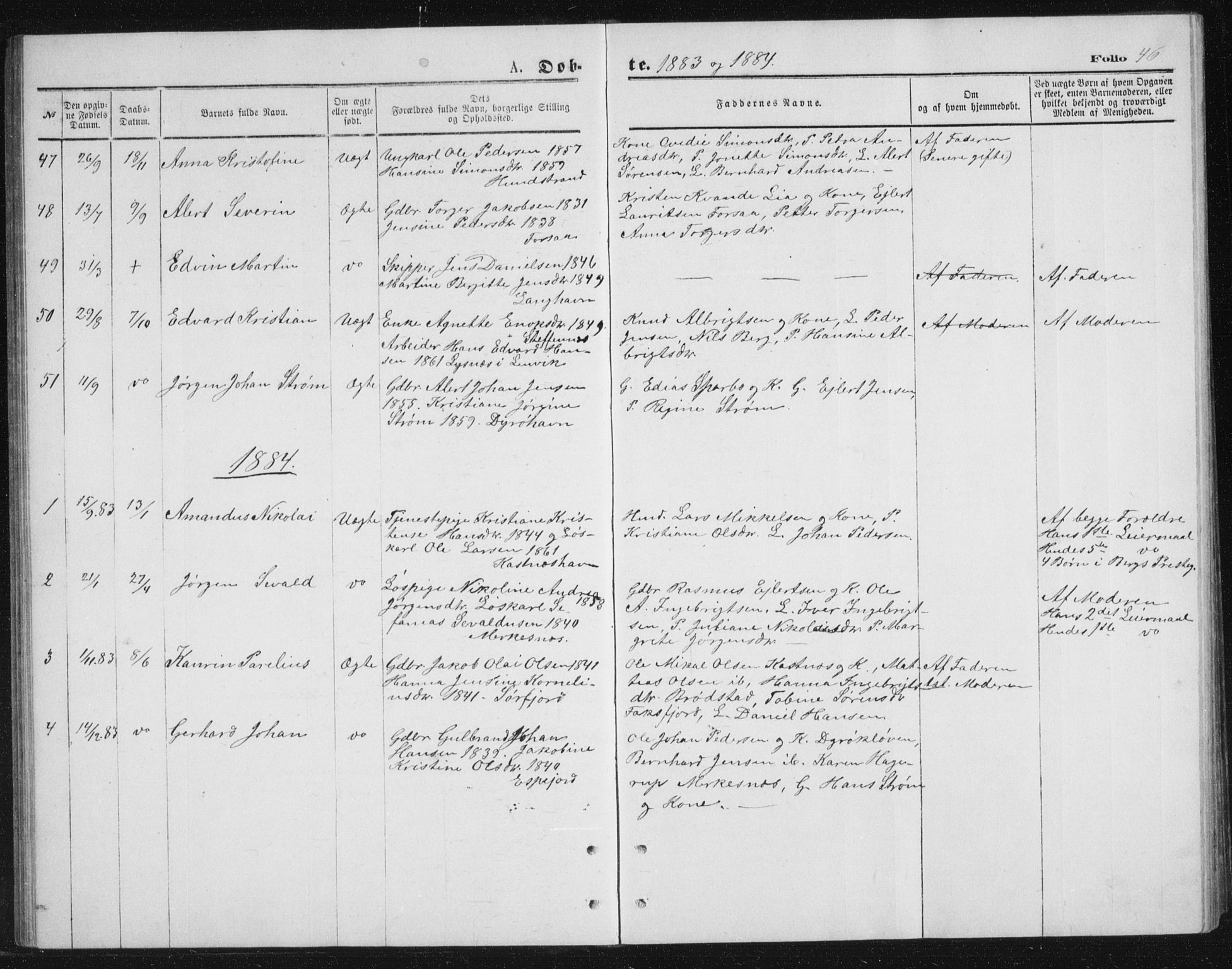 Tranøy sokneprestkontor, SATØ/S-1313/I/Ia/Iab/L0013klokker: Klokkerbok nr. 13, 1874-1896, s. 46