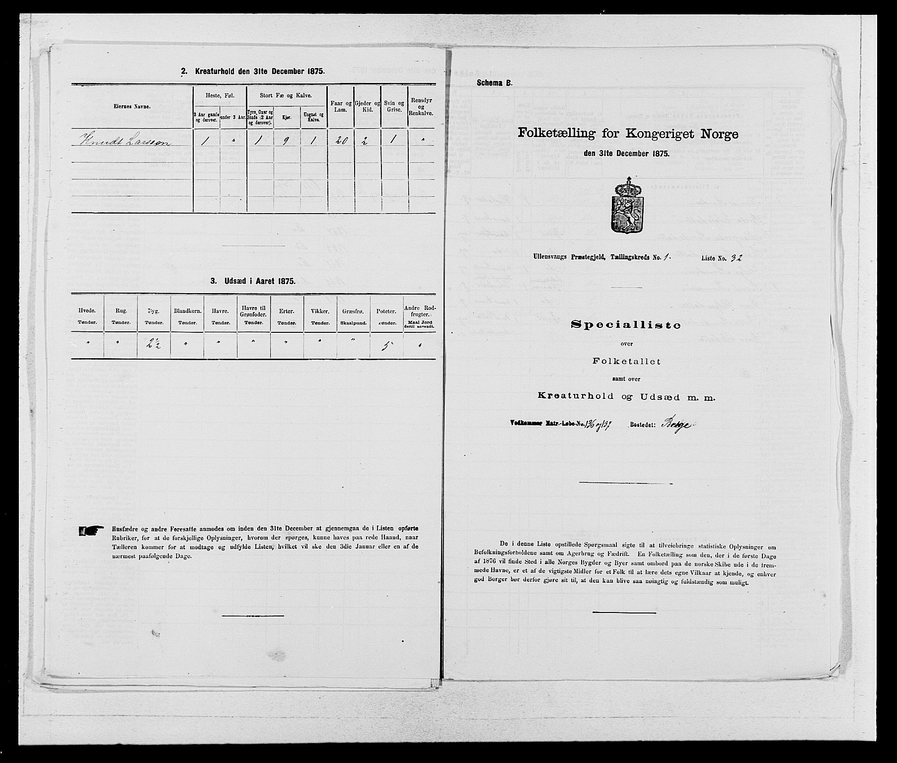 SAB, Folketelling 1875 for 1230P Ullensvang prestegjeld, 1875, s. 109