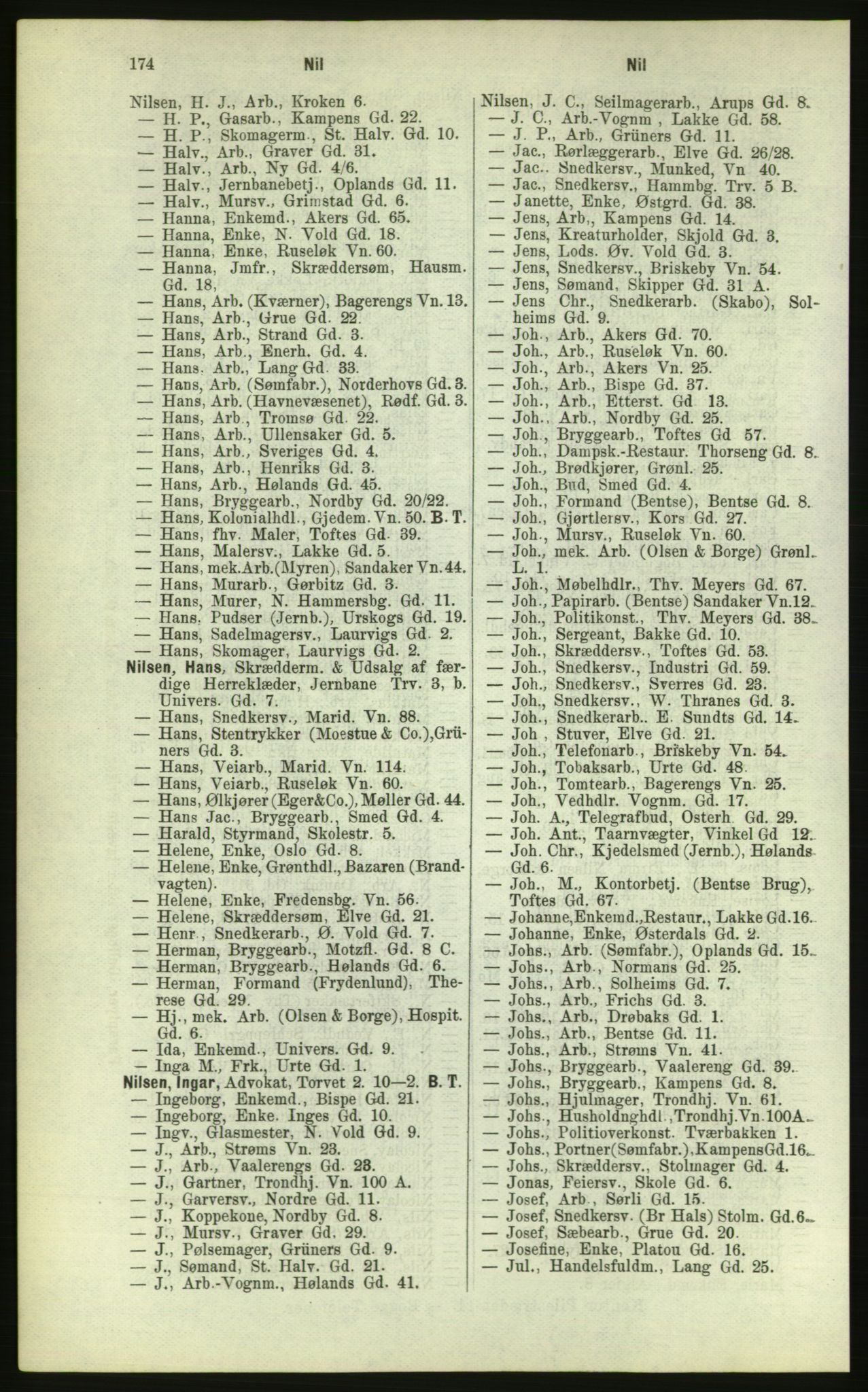 Kristiania/Oslo adressebok, PUBL/-, 1884, s. 174