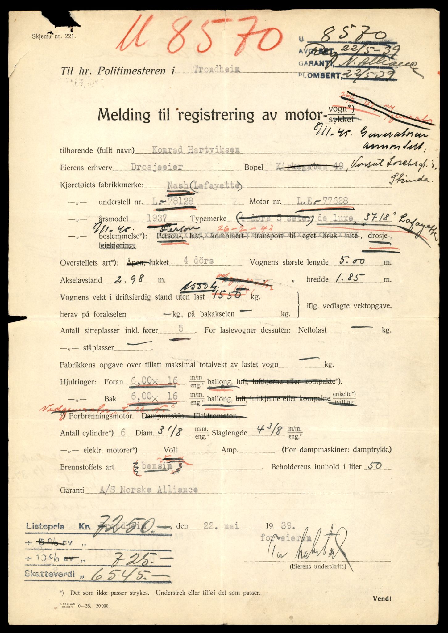 Møre og Romsdal vegkontor - Ålesund trafikkstasjon, AV/SAT-A-4099/F/Fe/L0022: Registreringskort for kjøretøy T 10584 - T 10694, 1927-1998, s. 565