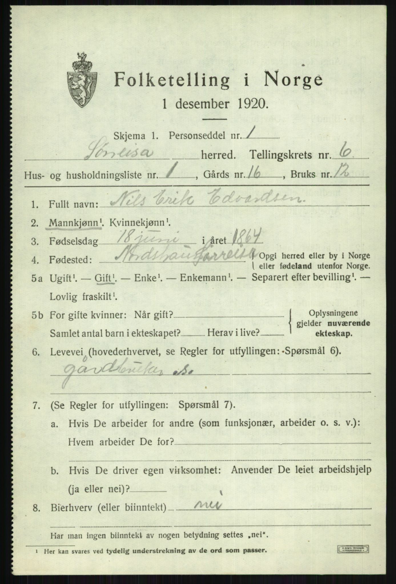 SATØ, Folketelling 1920 for 1925 Sørreisa herred, 1920, s. 2972