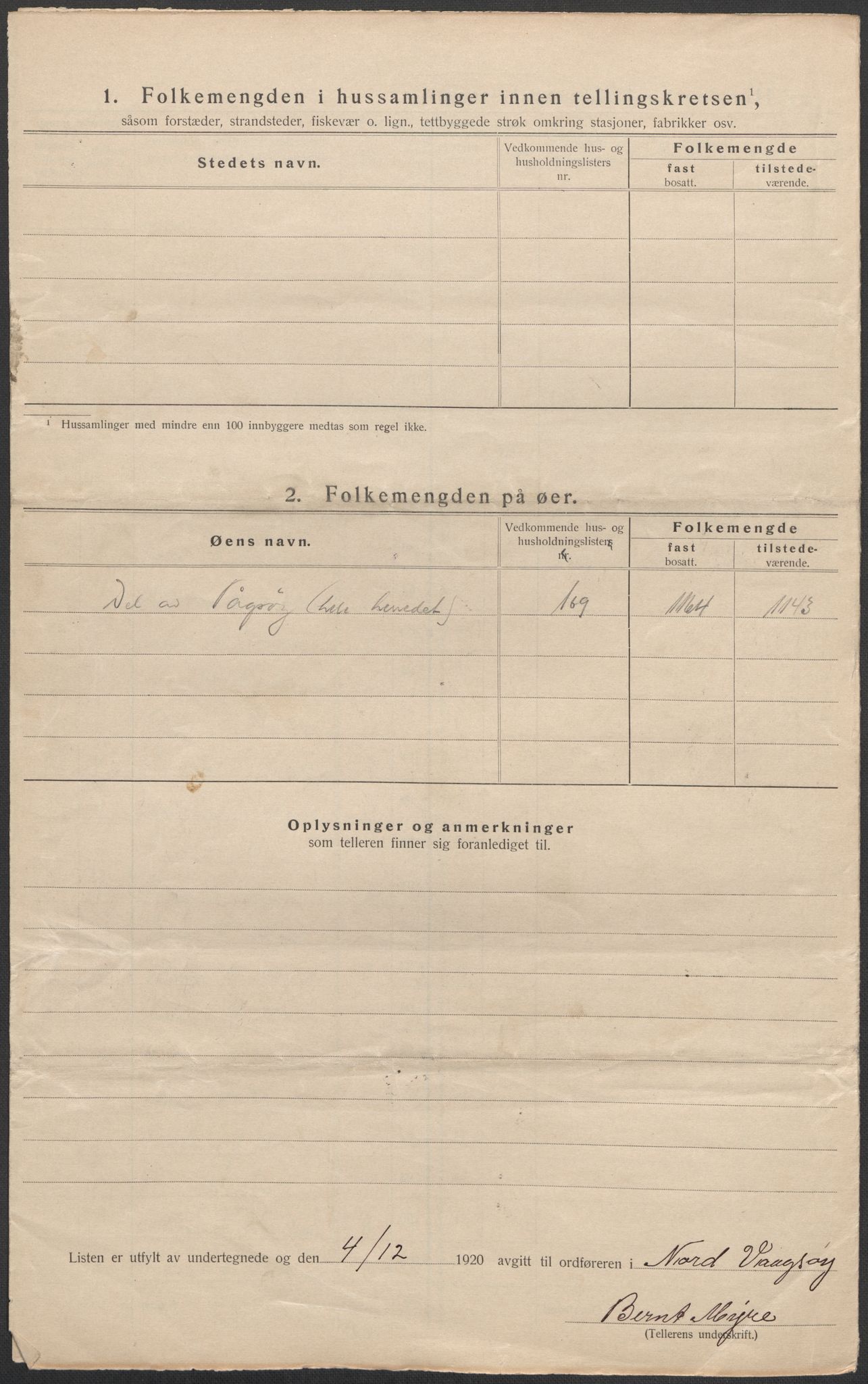 SAB, Folketelling 1920 for 1440 Nord-Vågsøy herred, 1920, s. 11