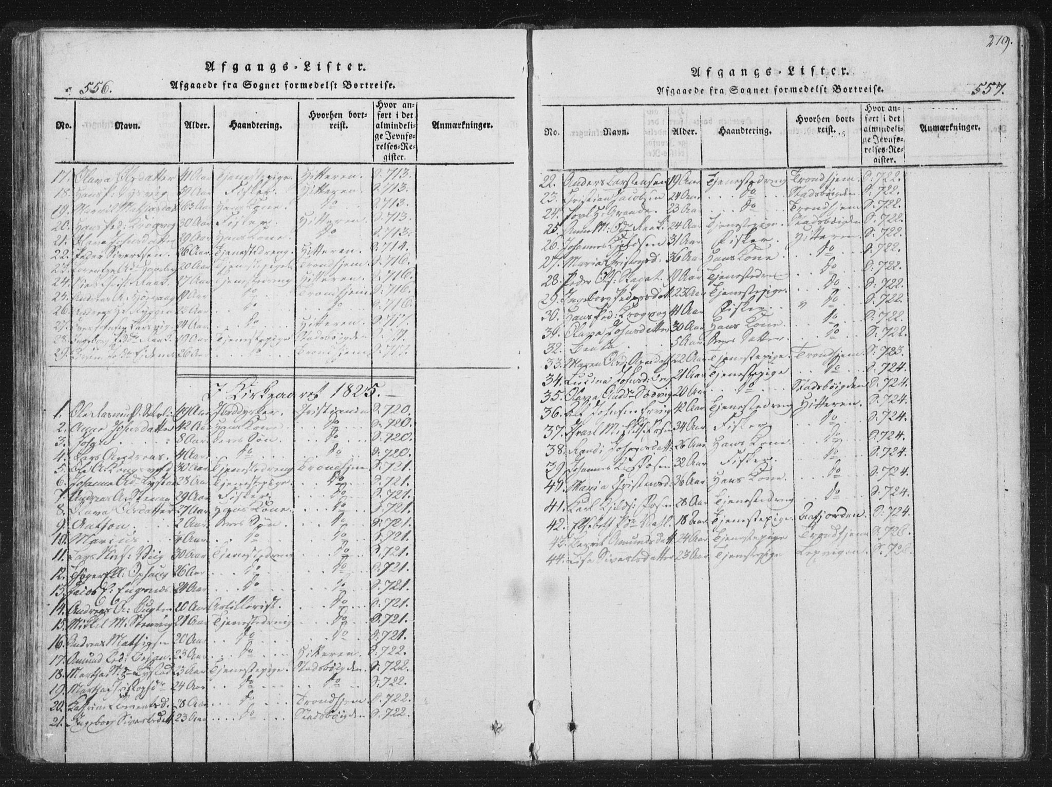 Ministerialprotokoller, klokkerbøker og fødselsregistre - Sør-Trøndelag, SAT/A-1456/659/L0734: Ministerialbok nr. 659A04, 1818-1825, s. 556-557