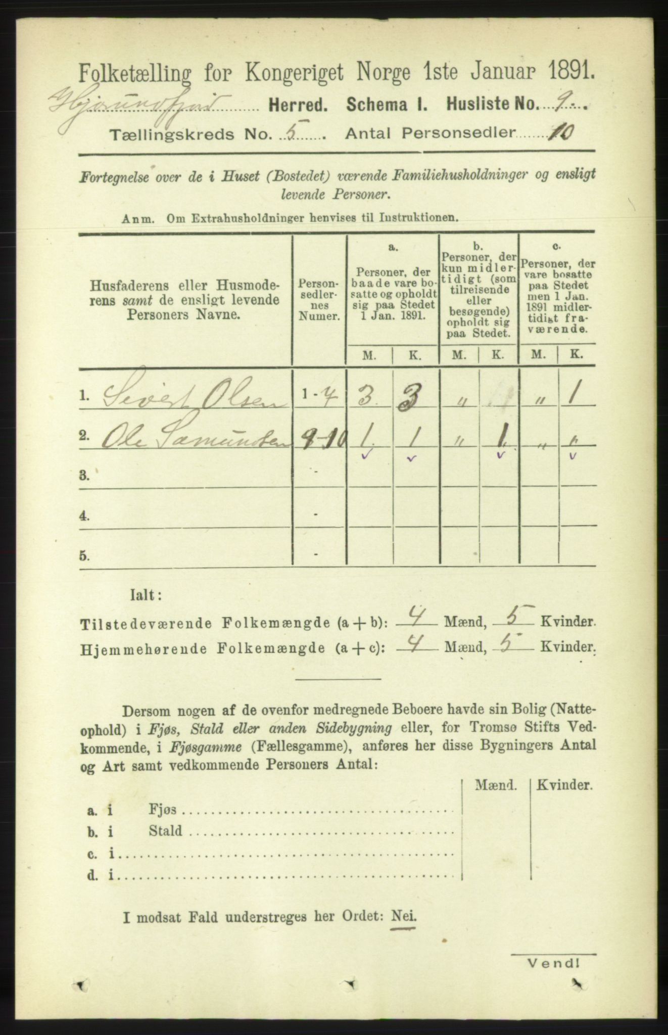 RA, Folketelling 1891 for 1522 Hjørundfjord herred, 1891, s. 865