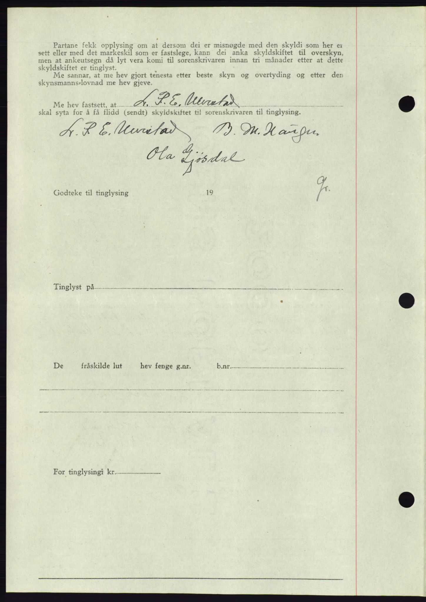 Søre Sunnmøre sorenskriveri, AV/SAT-A-4122/1/2/2C/L0077: Pantebok nr. 3A, 1945-1946, Dagboknr: 745/1945