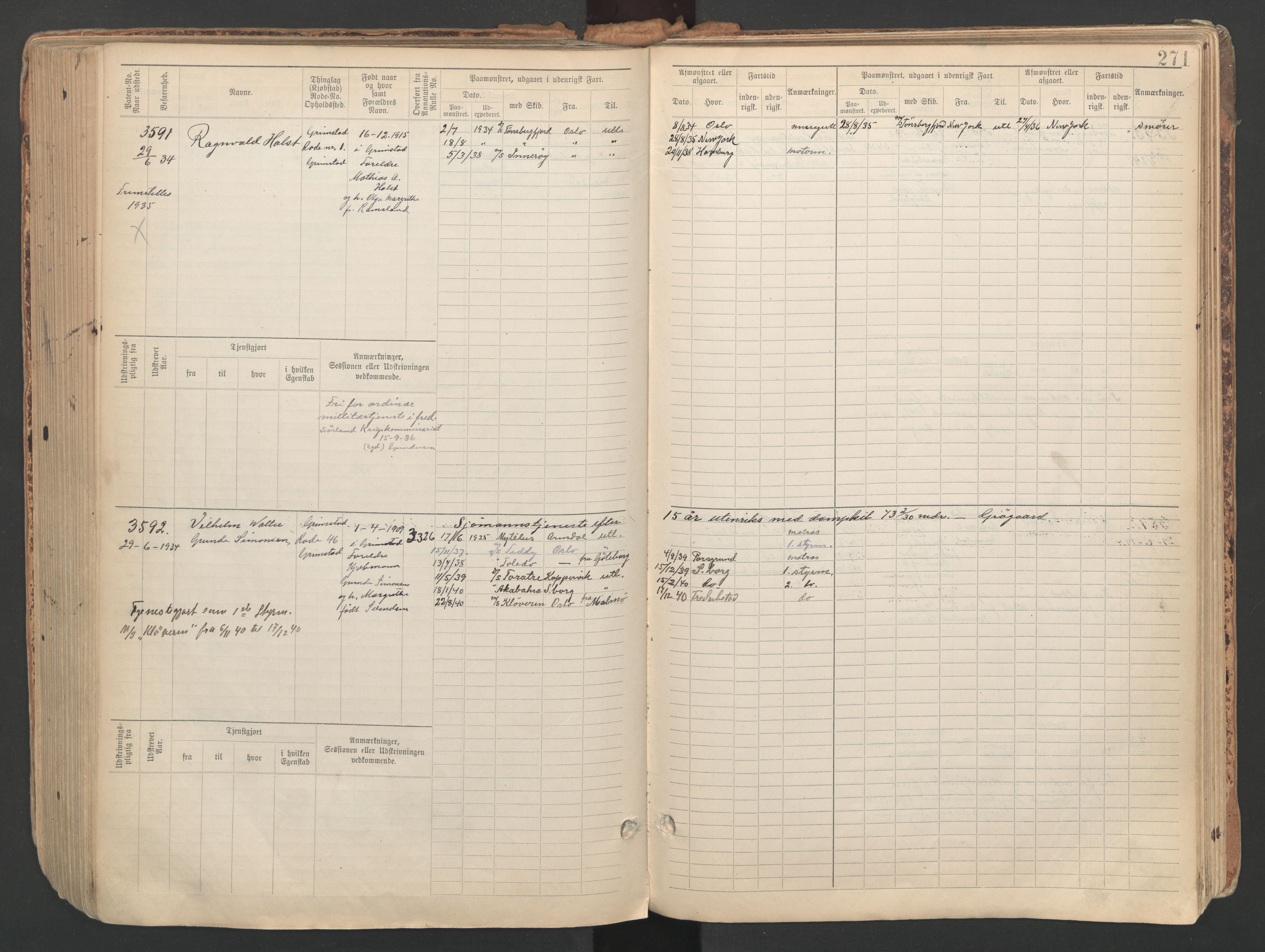 Grimstad mønstringskrets, SAK/2031-0013/F/Fb/L0013: Hovedrulle A nr 3052-3814, V-26, 1900-1943, s. 293