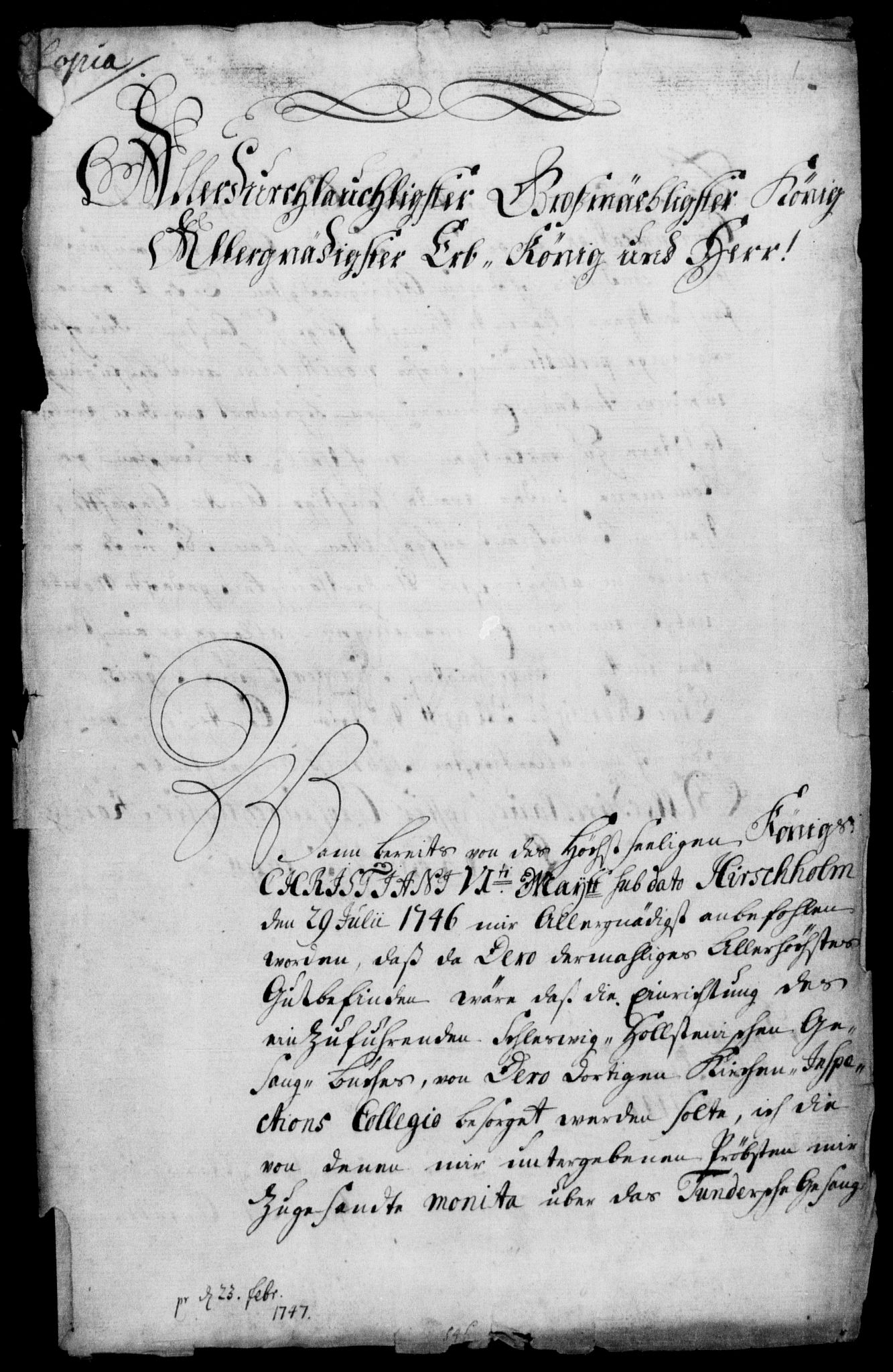 Generalkirkeinspektionskollegiet, DRA/A-0008/F4-14/F4-14-01: Dokumenter til revision af den tønderske salmebog, 1746-1747