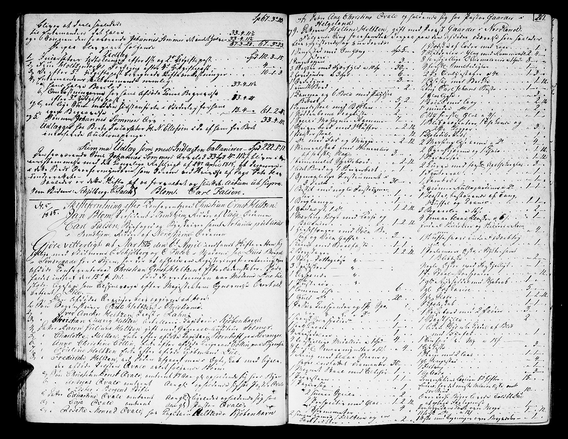 Trondheim byfogd, AV/SAT-A-0003/1/3/3A/L0027: Skifteprotokoll - gml.nr.22. (m/ register) U, 1825-1829, s. 260b-261a