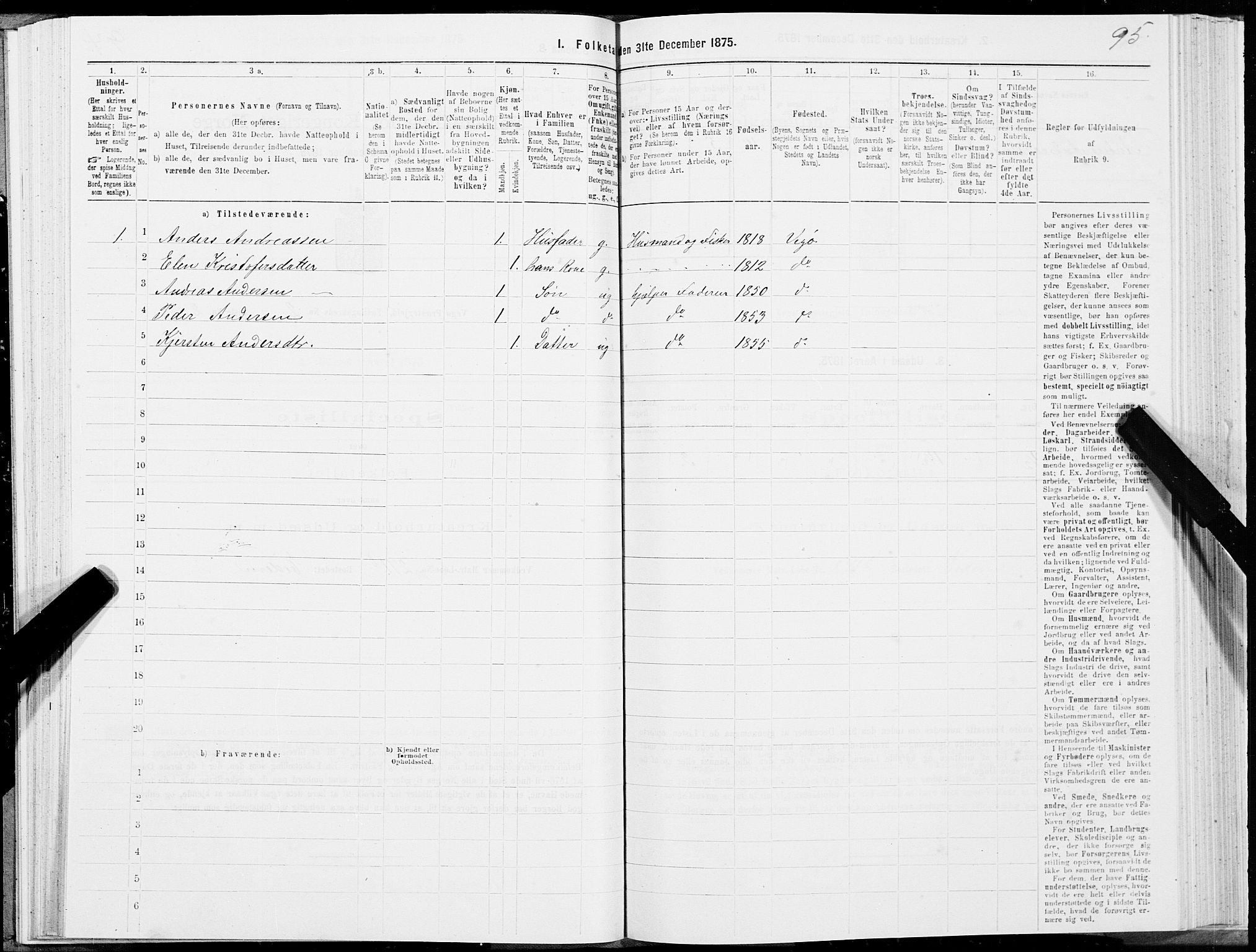 SAT, Folketelling 1875 for 1815P Vega prestegjeld, 1875, s. 1095