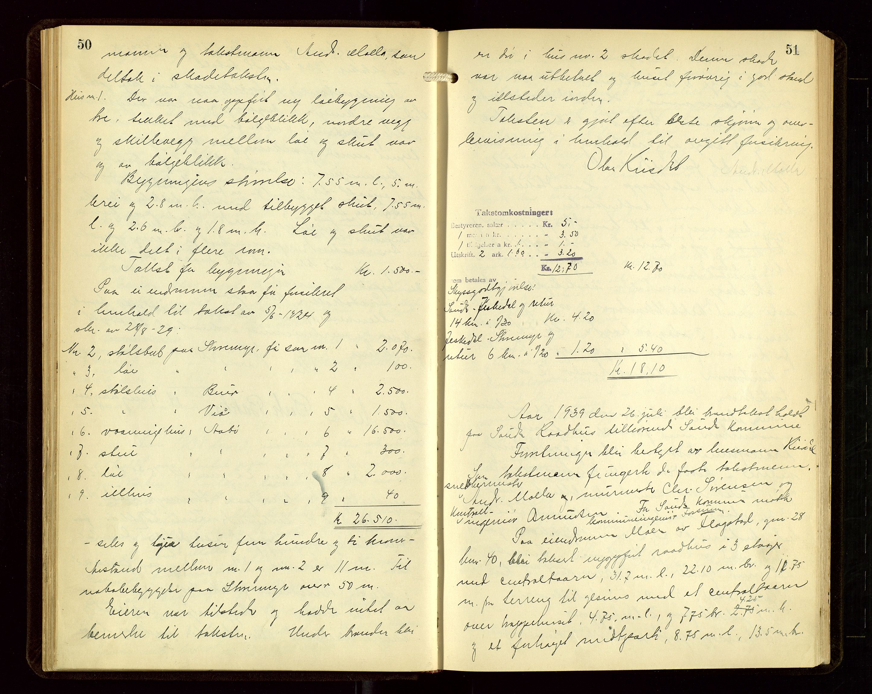 Sauda lensmannskontor, AV/SAST-A-100177/Goa/L0004: "Brandtakstprotokoll for Sauda lensmannsdistrikt", 1934-1946, s. 50-51