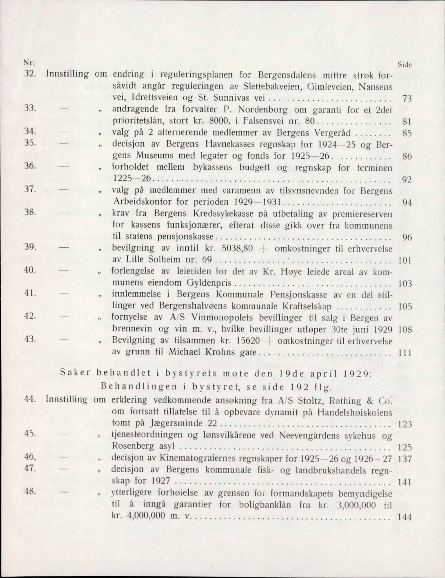 Bergen kommune. Formannskapet, BBA/A-0003/Ad/L0118: Bergens Kommuneforhandlinger, bind I, 1929