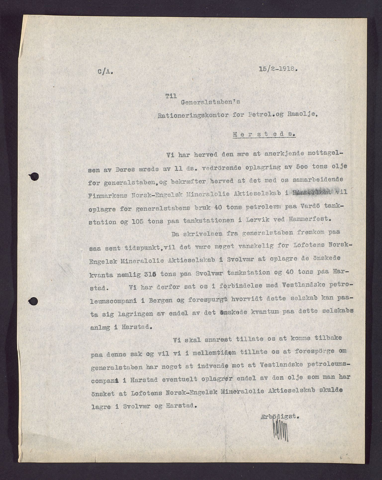 Pa 1521 - A/S Norske Shell, AV/SAST-A-101915/E/Ea/Eaa/L0003: Sjefskorrespondanse, 1918, s. 21