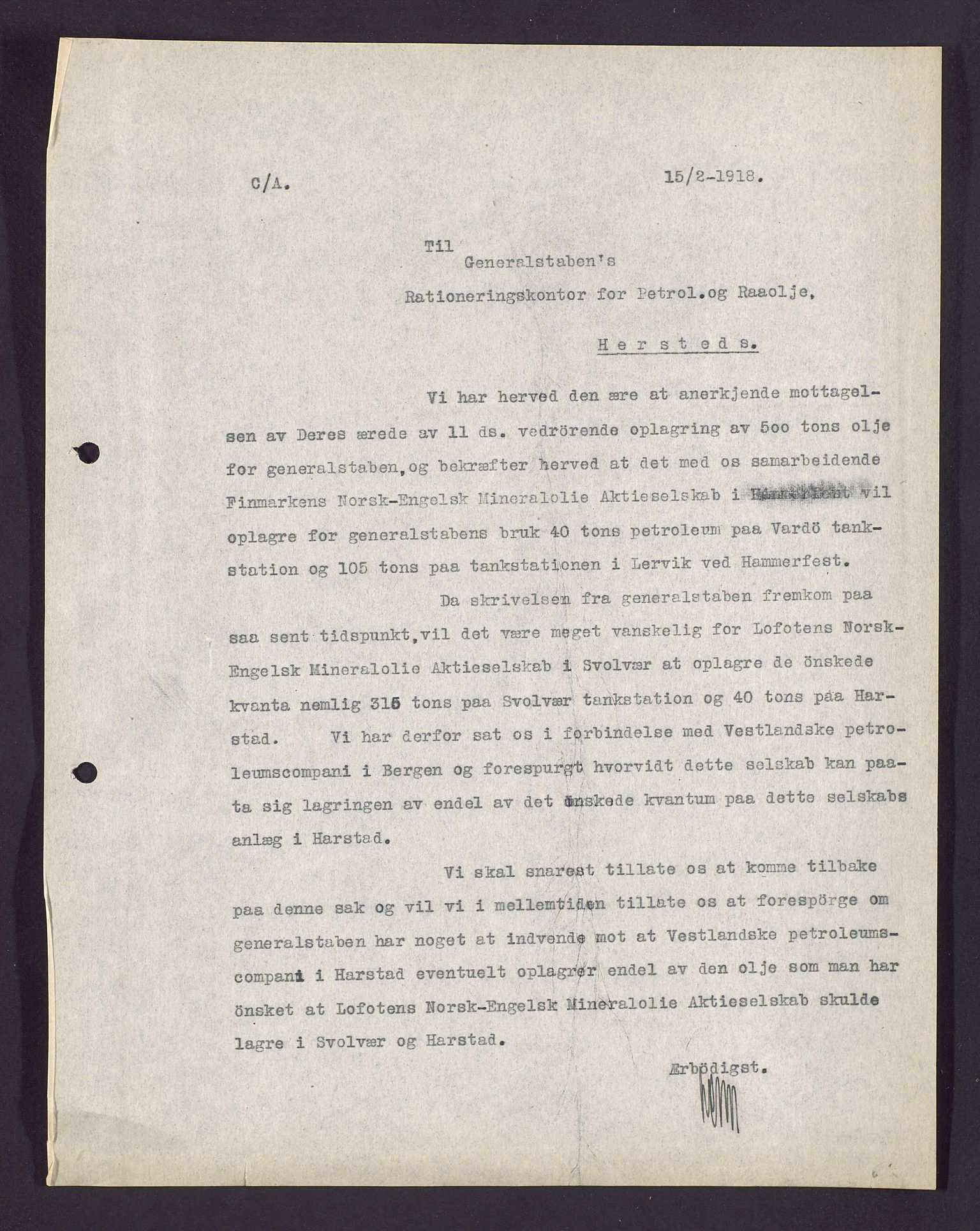 Pa 1521 - A/S Norske Shell, SAST/A-101915/E/Ea/Eaa/L0003: Sjefskorrespondanse, 1918, s. 21