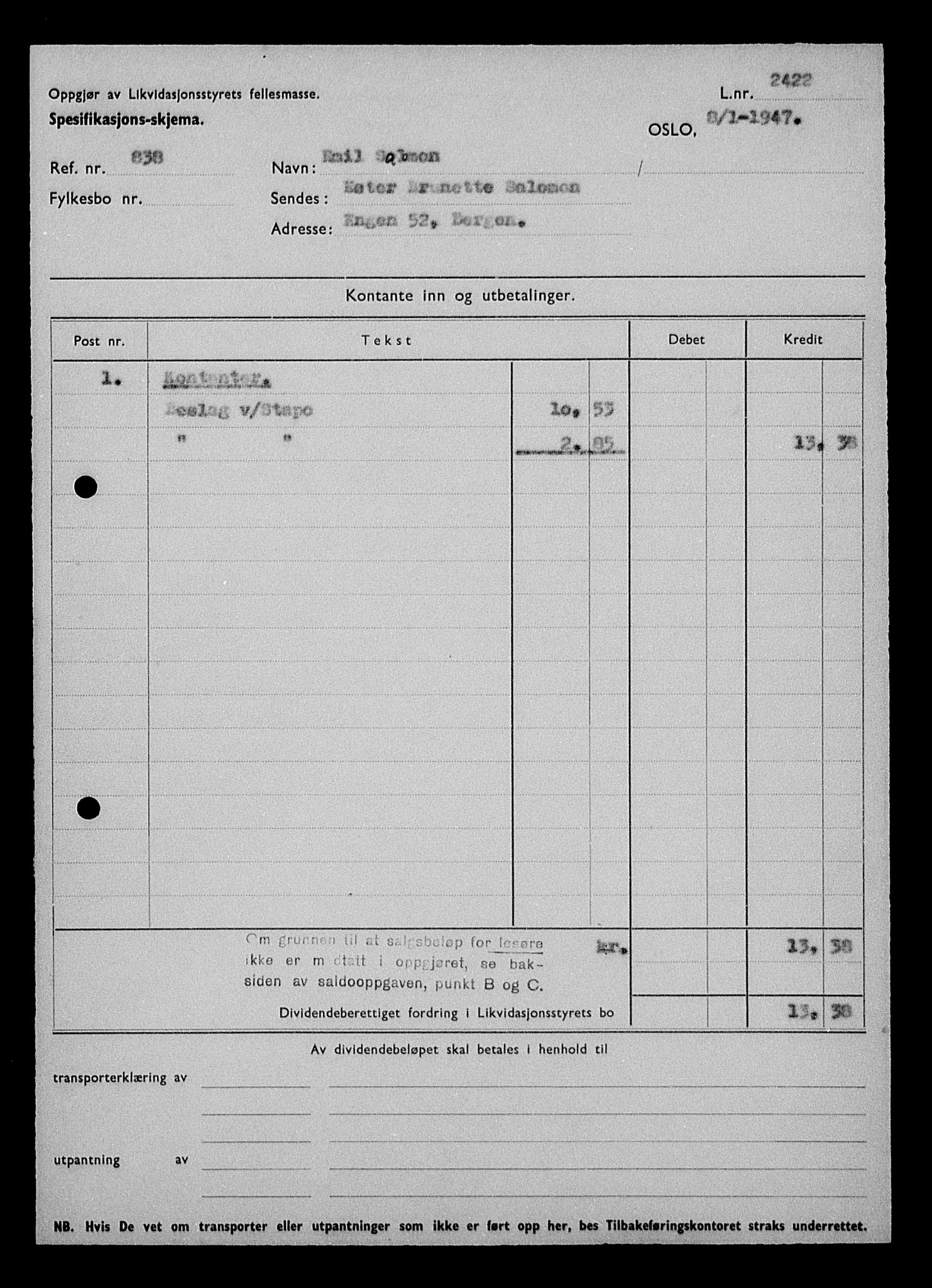 Justisdepartementet, Tilbakeføringskontoret for inndratte formuer, AV/RA-S-1564/H/Hc/Hcd/L1005: --, 1945-1947, s. 234