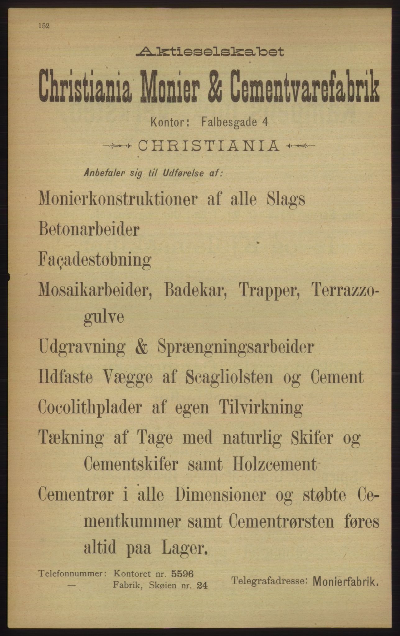 Kristiania/Oslo adressebok, PUBL/-, 1906, s. 152