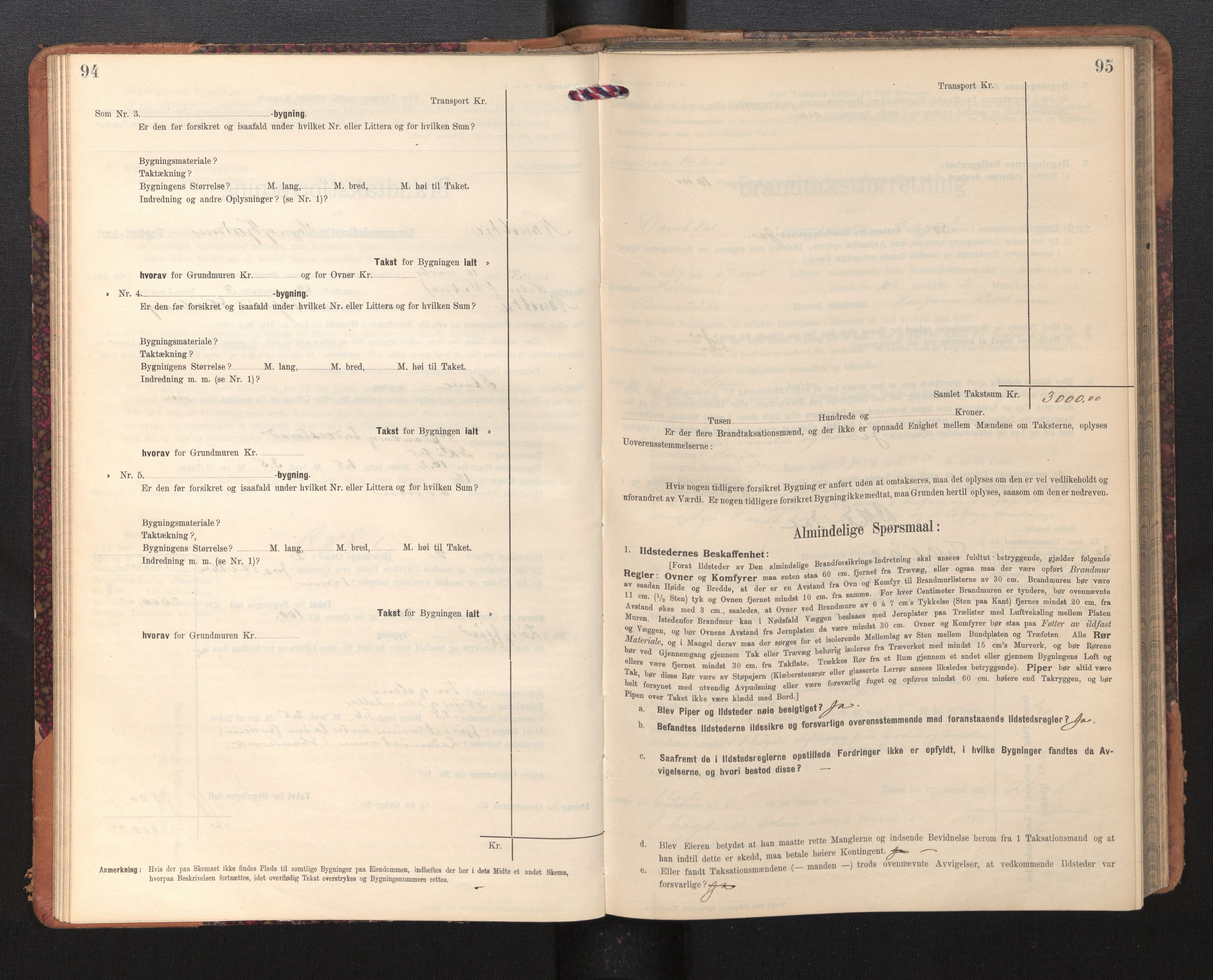 Lensmannen i Naustdal, SAB/A-29501/0012/L0002: Branntakstprotokoll, skjematakst, 1911-1953, s. 94-95