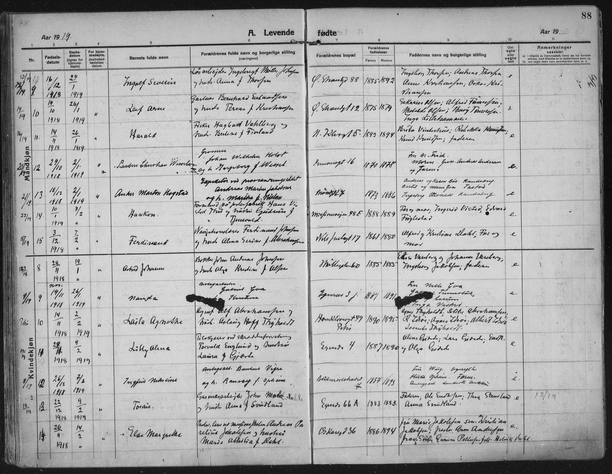 Domkirken sokneprestkontor, SAST/A-101812/002/A/L0018: Ministerialbok nr. A 34, 1915-1929, s. 88