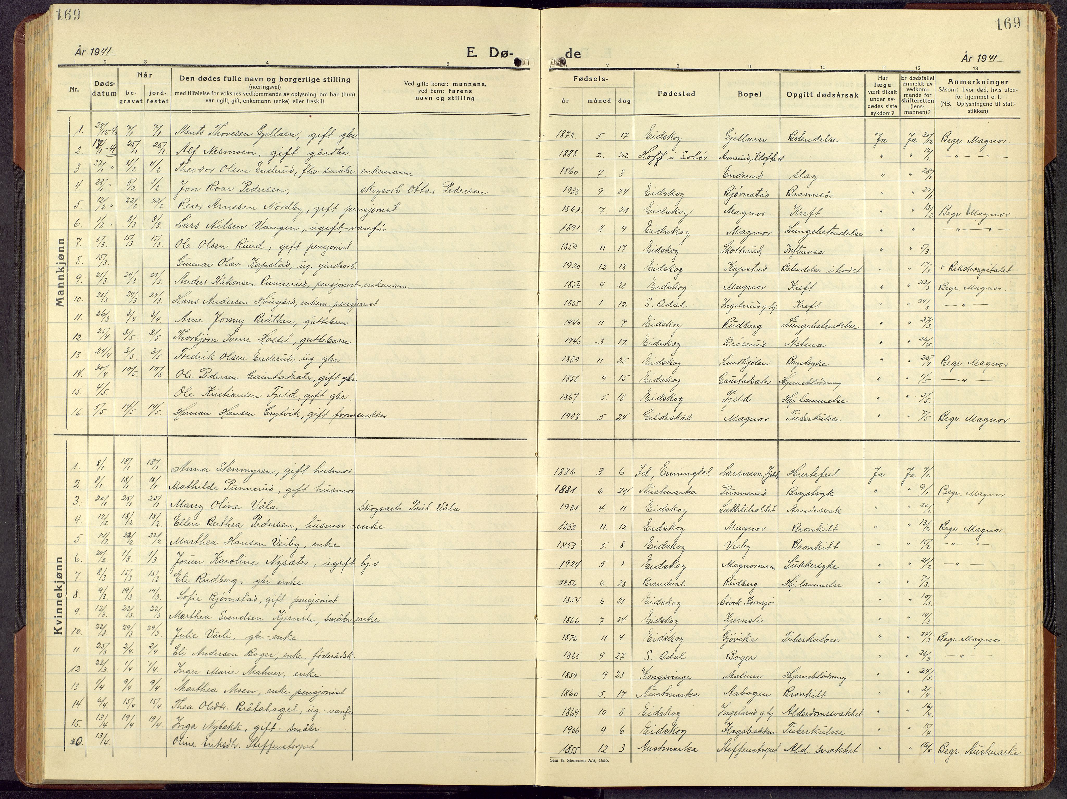 Eidskog prestekontor, SAH/PREST-026/H/Ha/Hab/L0008: Klokkerbok nr. 8, 1938-1959, s. 169