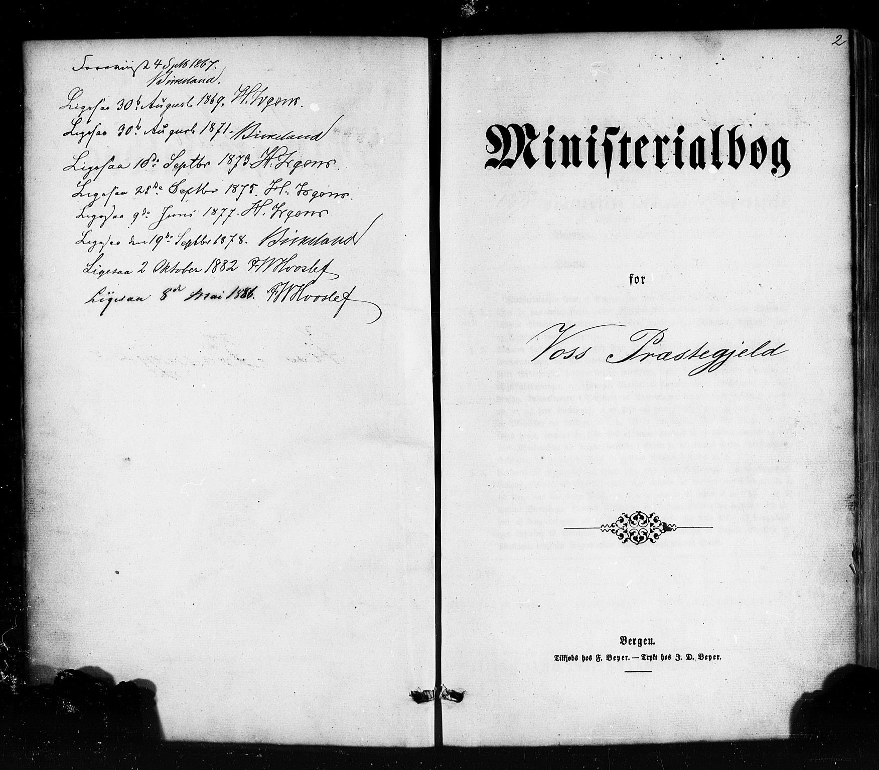 Voss sokneprestembete, SAB/A-79001/H/Haa: Ministerialbok nr. A 17, 1863-1886, s. 2