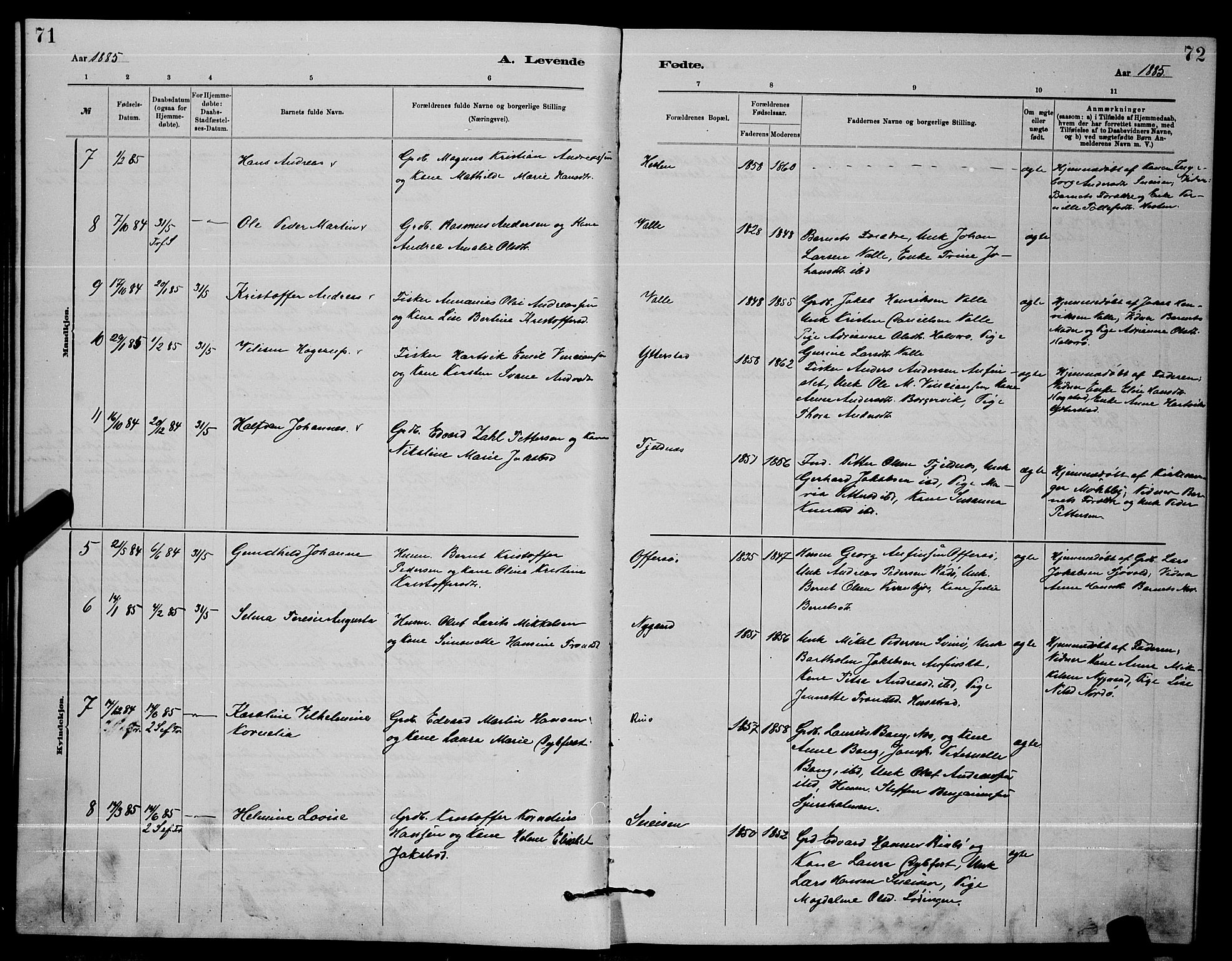 Ministerialprotokoller, klokkerbøker og fødselsregistre - Nordland, AV/SAT-A-1459/872/L1047: Klokkerbok nr. 872C03, 1880-1897, s. 71-72