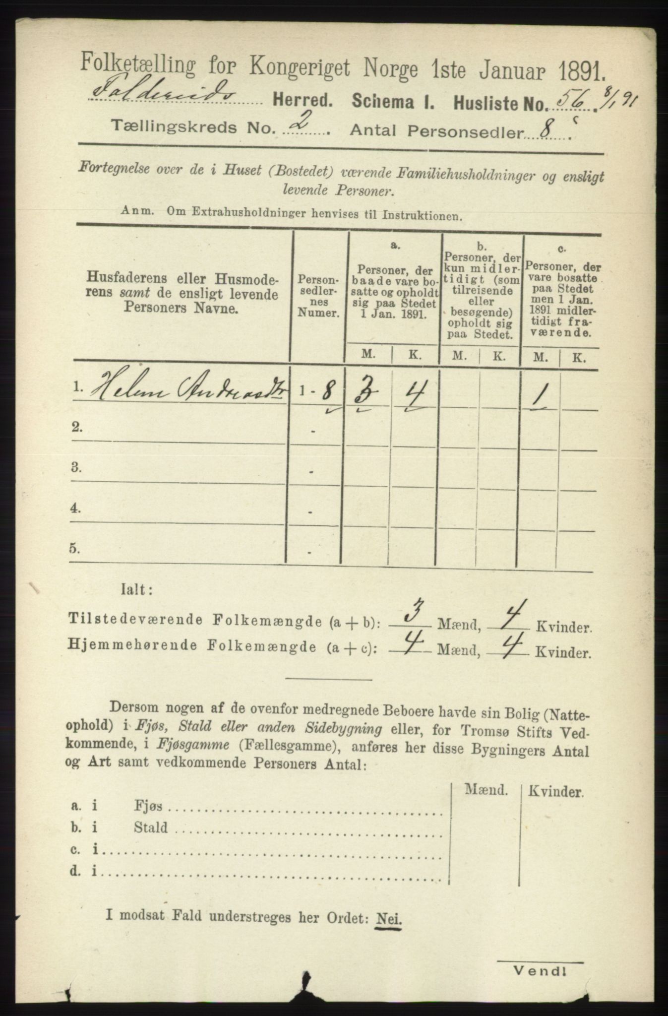 RA, Folketelling 1891 for 1753 Foldereid herred, 1891, s. 849