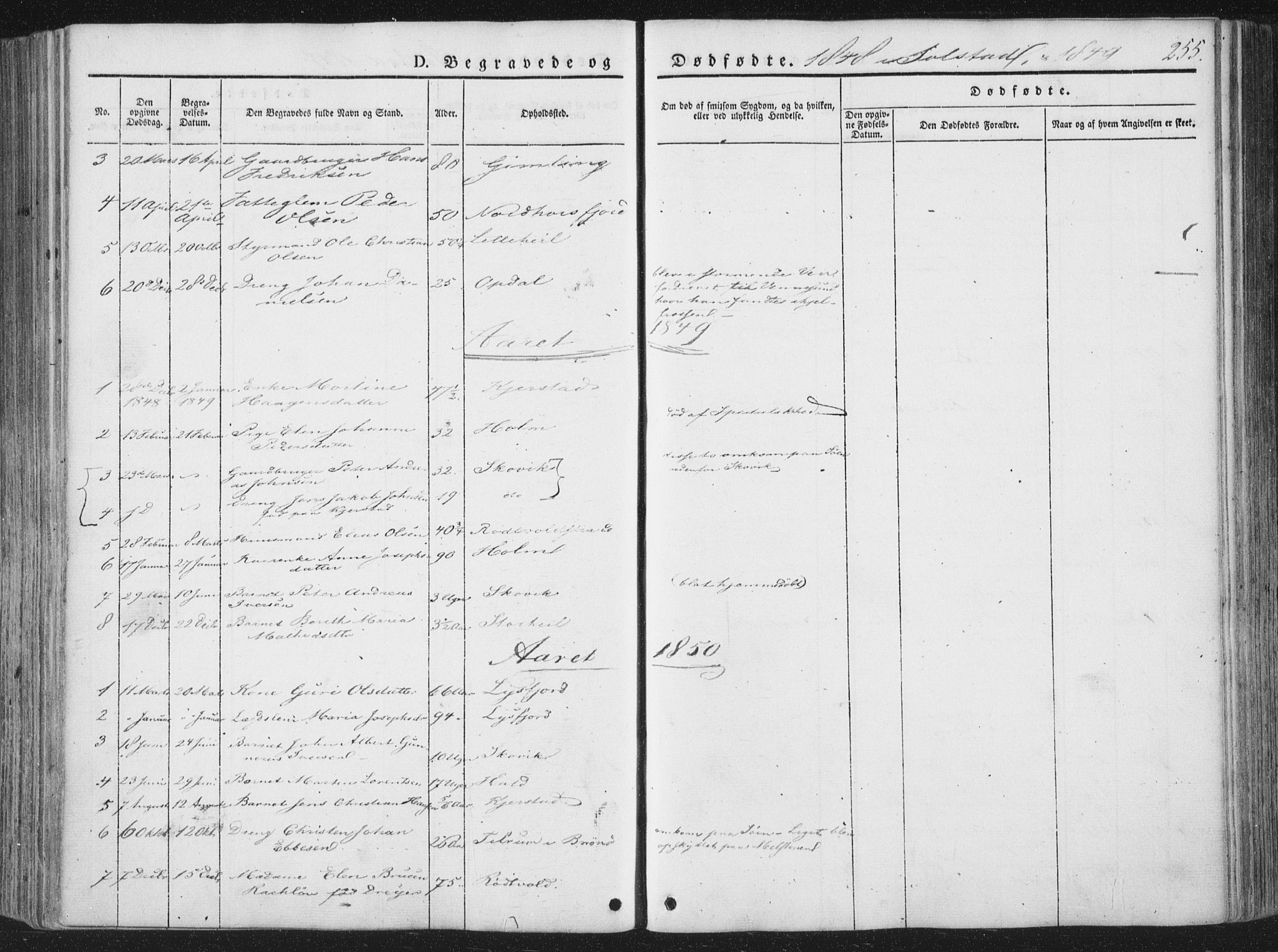 Ministerialprotokoller, klokkerbøker og fødselsregistre - Nordland, SAT/A-1459/810/L0145: Ministerialbok nr. 810A07 /2, 1841-1862, s. 255
