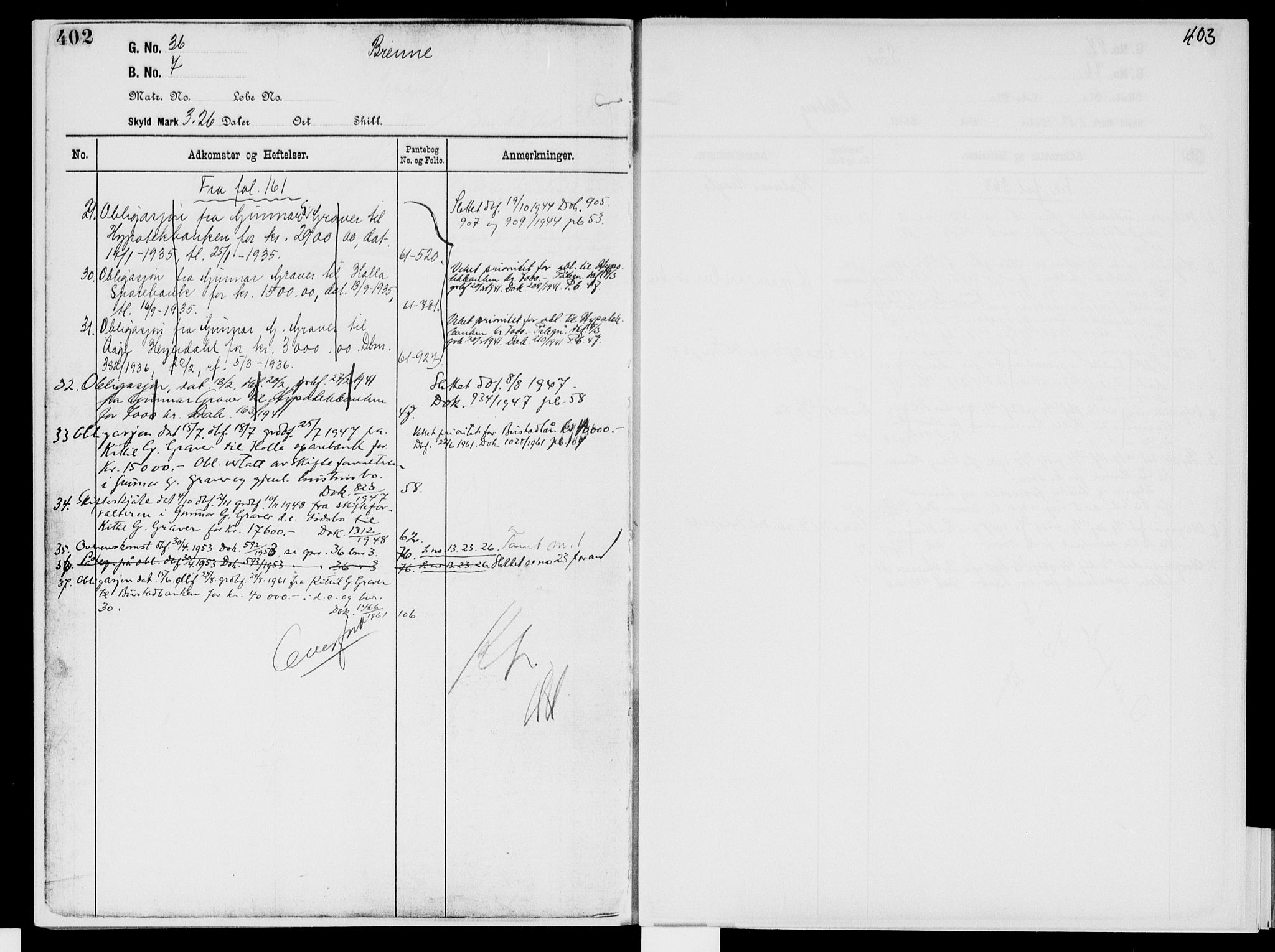 Nedre Telemark sorenskriveri, AV/SAKO-A-135/G/Gb/Gbg/L0002: Panteregister nr. VII 2, s. 402-403