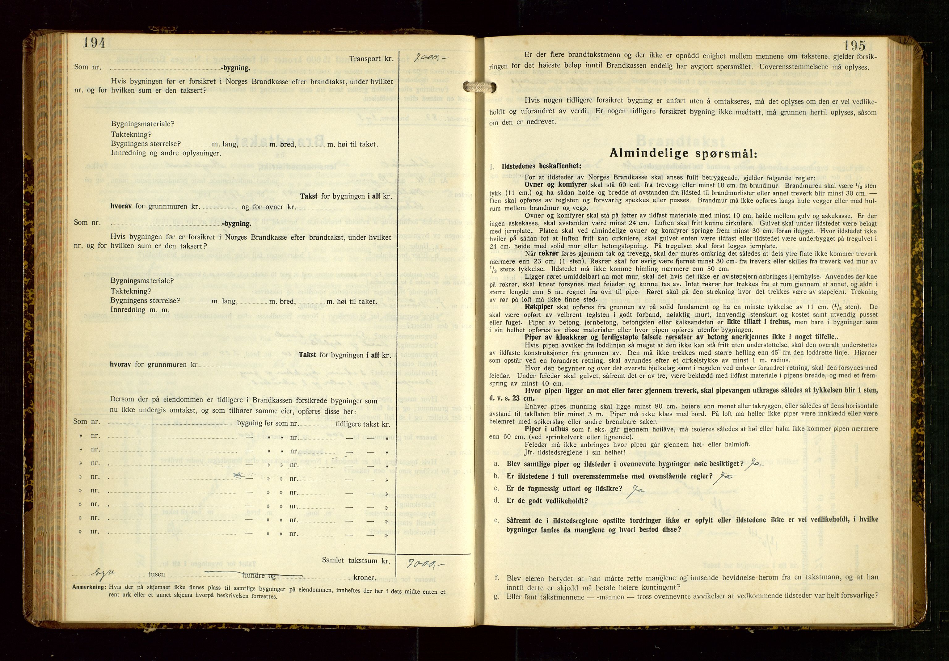 Sokndal lensmannskontor, SAST/A-100417/Gob/L0008: "Brandtakst-Protokoll", 1937-1955, s. 194-195