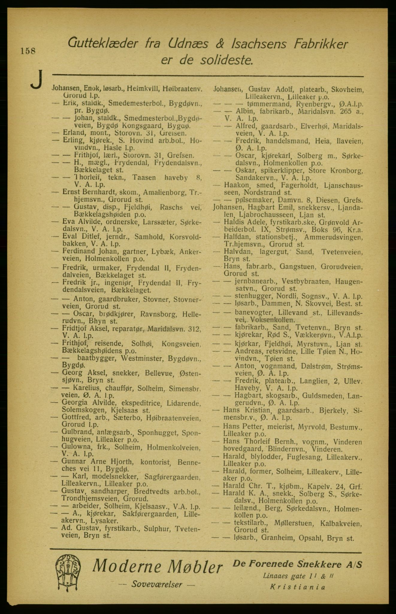 Aker adressebok/adressekalender, PUBL/001/A/002: Akers adressekalender, 1922, s. 158