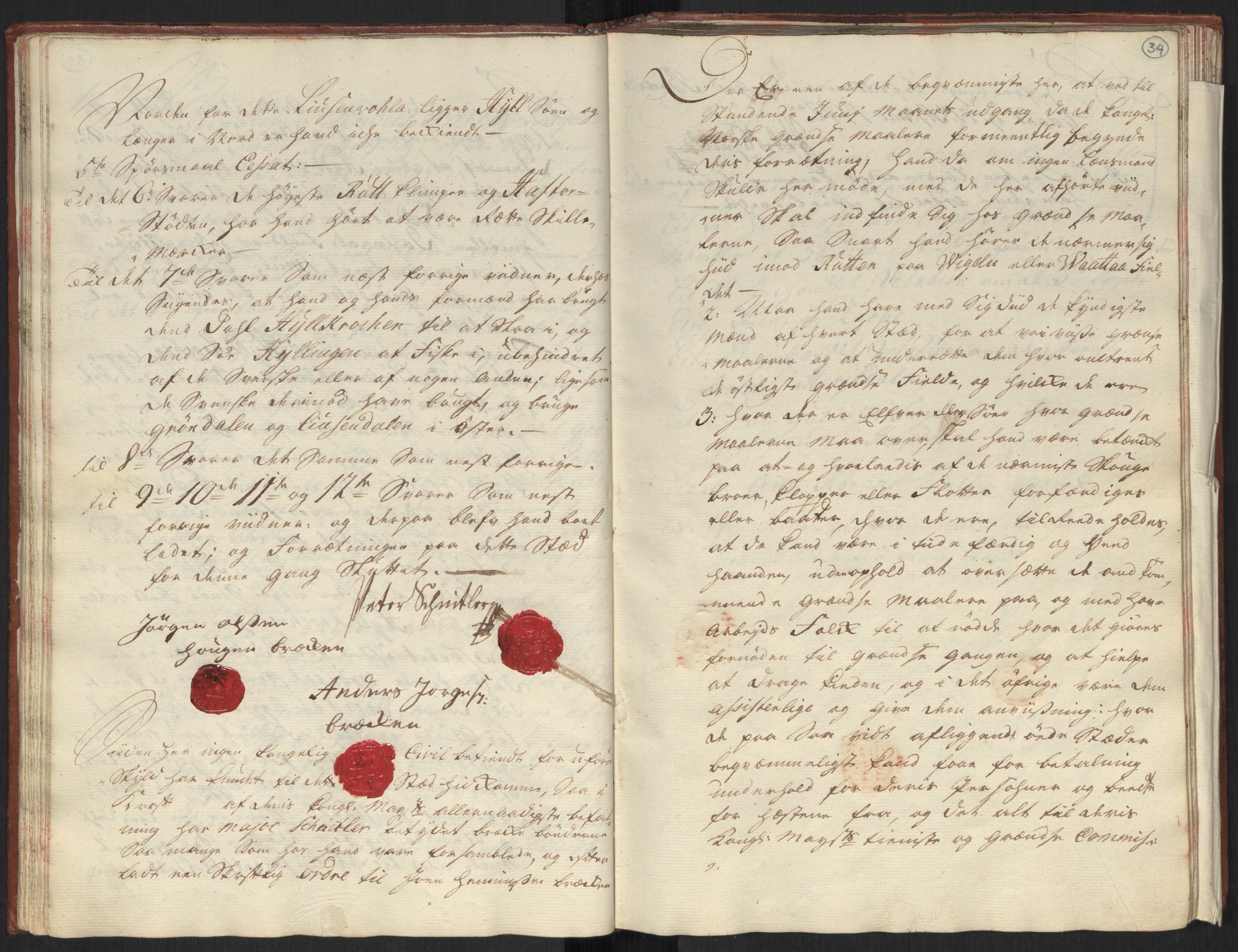 Danske Kanselli, Grensearkivet, AV/RA-EA-4062/F/L0010/0002: Volum XX-XXII / Vol. XXI: Major Schnitlers grenseeksaminasjonsprotokoll, 1. bind, 1742, s. 33b-34a